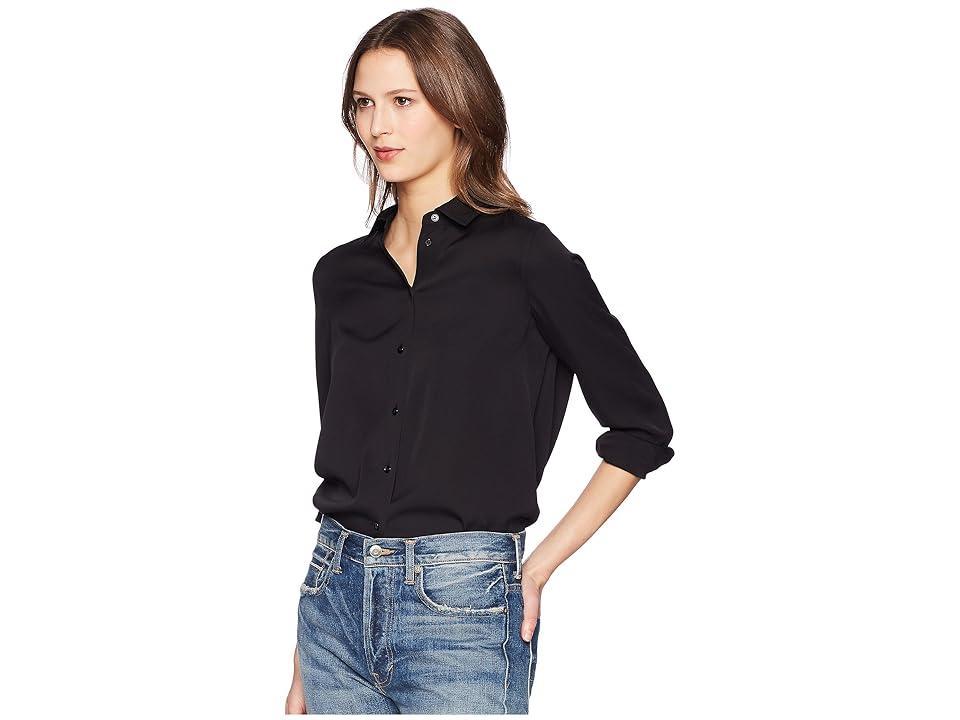 Slim-Fit Long-Sleeve Stretch-Silk Blouse Product Image