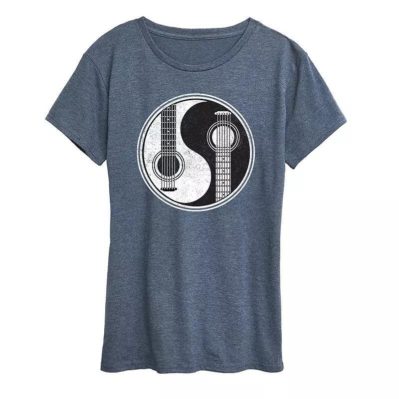 Womens Yin Yang Guitar Graphic Tee Grey Red Product Image