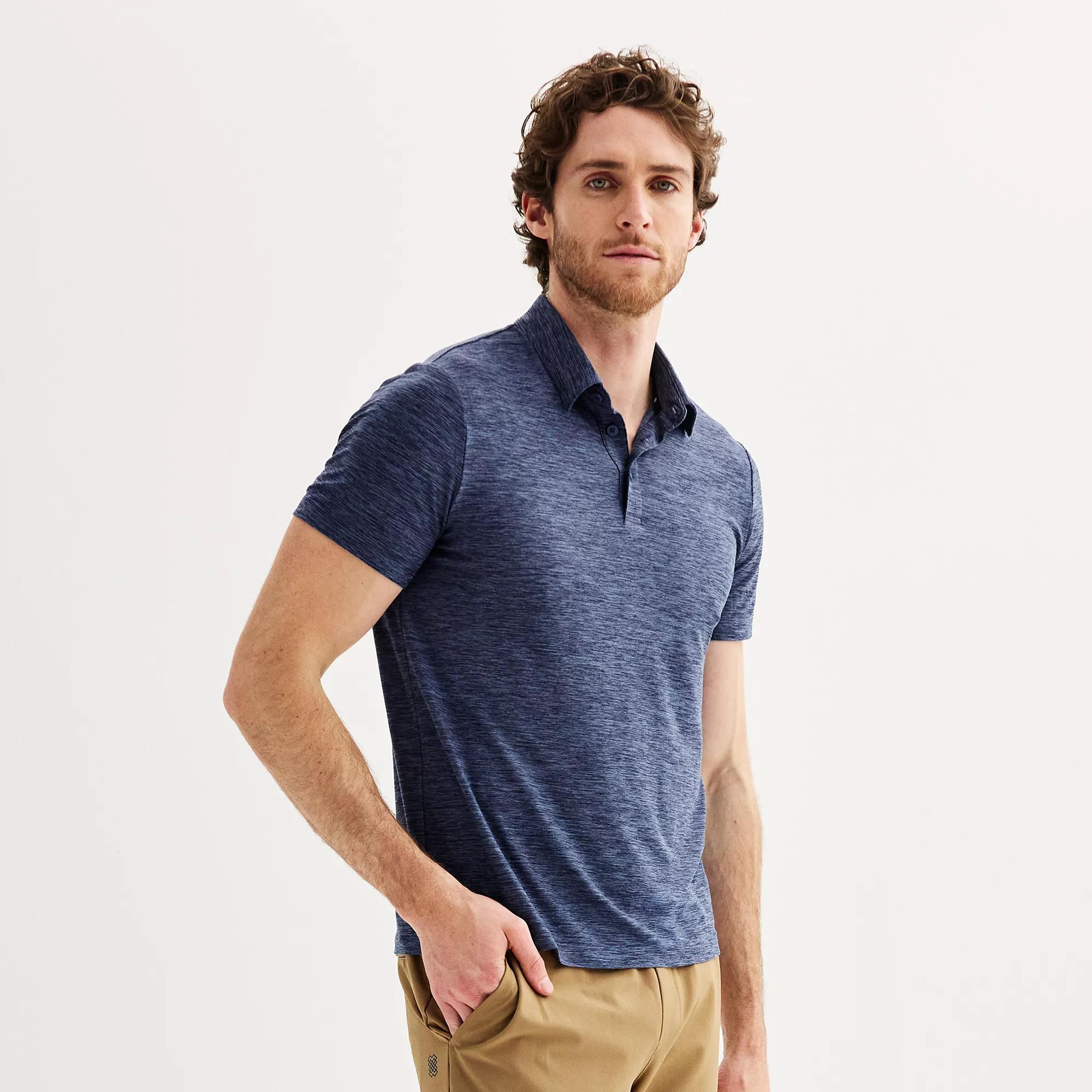 Mens FLX Luxury Soft Wander Polo Blue Product Image