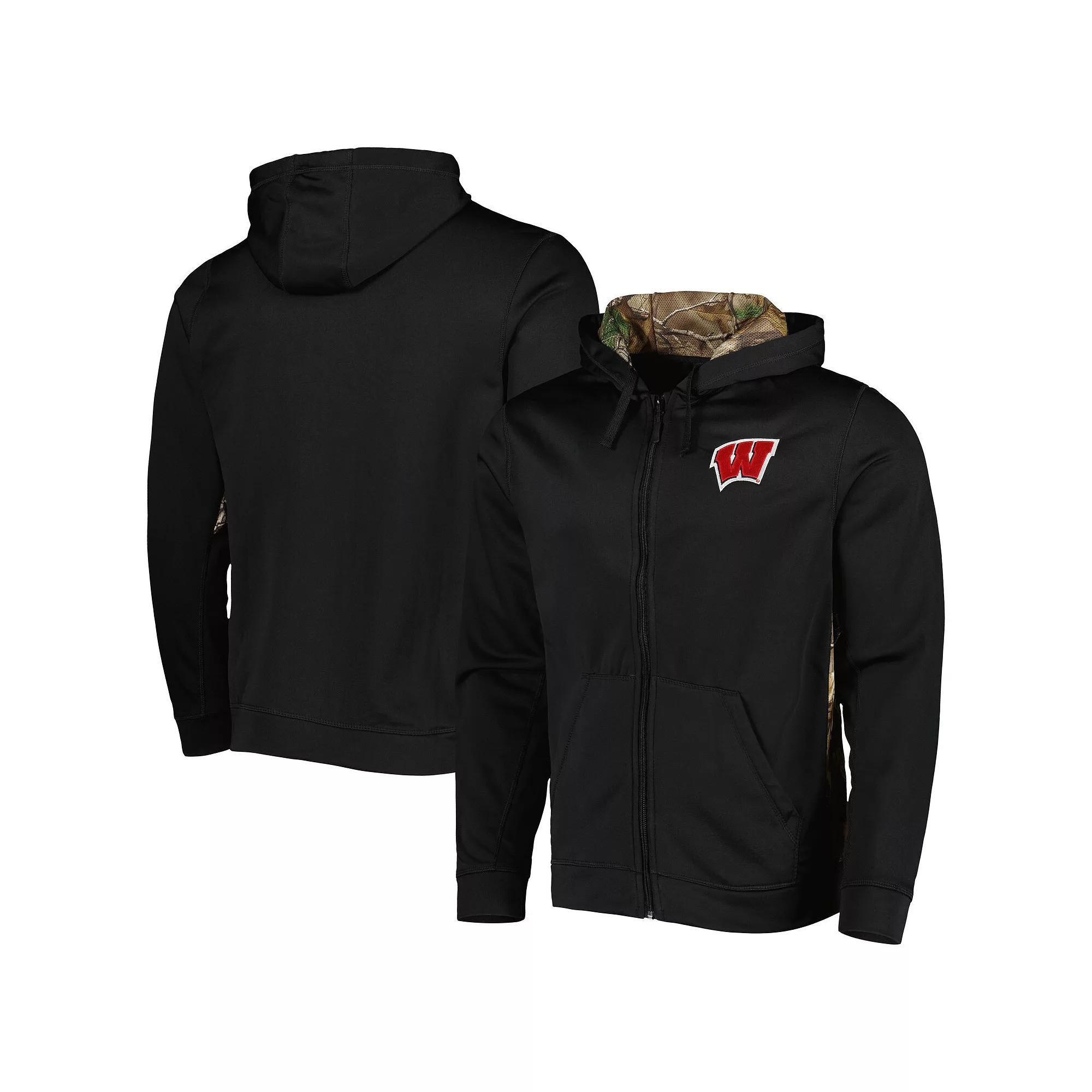 Men's Dunbrooke Black/Camo Wisconsin Badgers Decoy Full-Zip Hoodie, Size: Small, Green Product Image