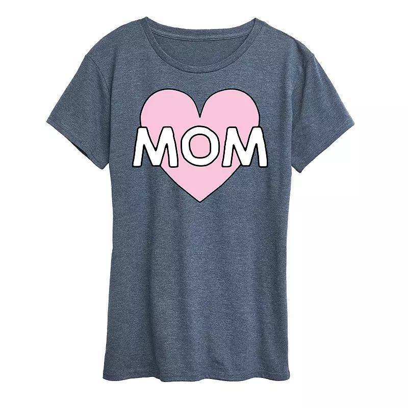 Women's Mom Heart Graphic Tee, Size: Medium, Grey Gray Product Image