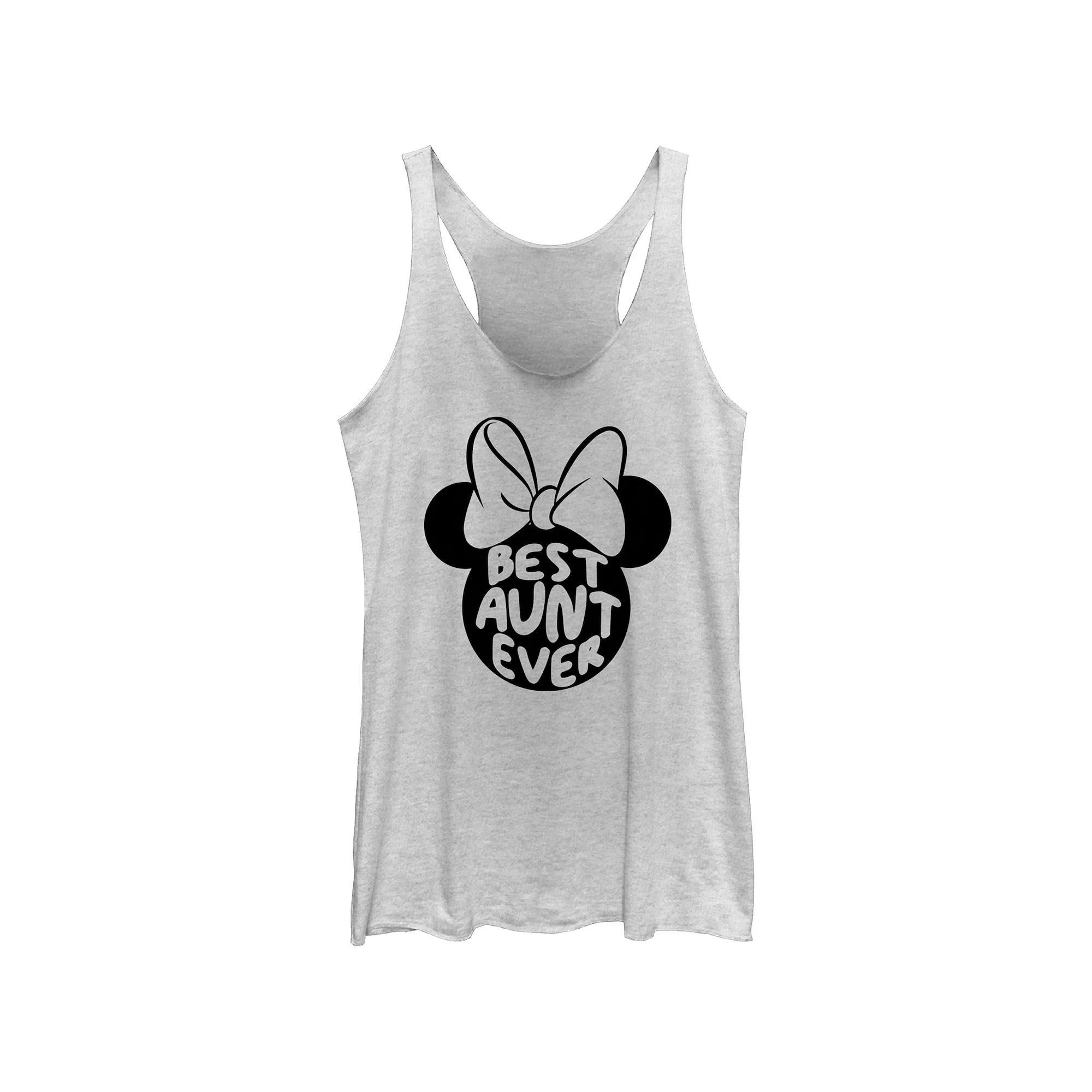 Disney's Minnie Mouse Best Aunt Ever Women's Racerback Tank Top, Size: Small, White Grey Product Image