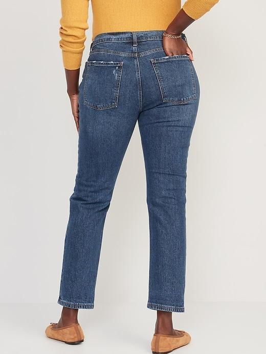 Mid-Rise Boyfriend Straight Ripped Jeans Product Image