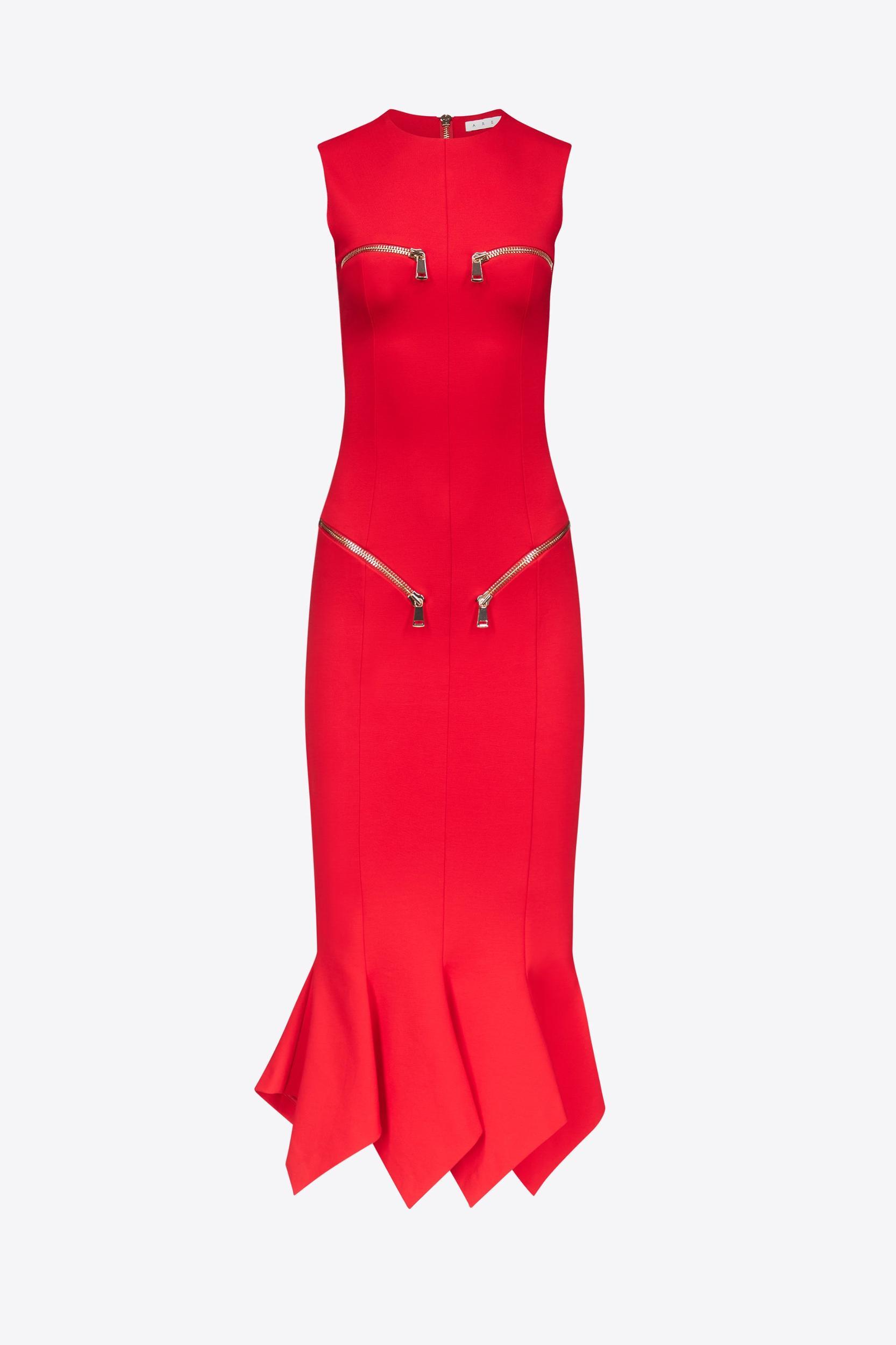 Handkerchief Zipper Midi Dress Product Image