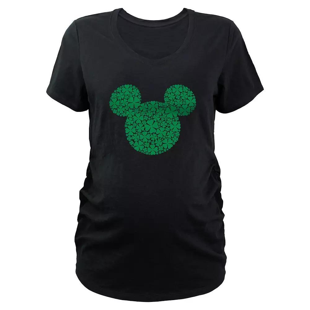 Disney's Mickey Mouse Shamrock Print Head Maternity Graphic Tee, Women's, Size: Small-Mat, Black Product Image