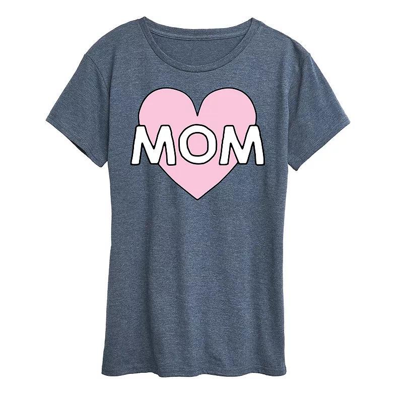 Women's Mom Heart Graphic Tee, Size: Medium, Grey Gray Product Image
