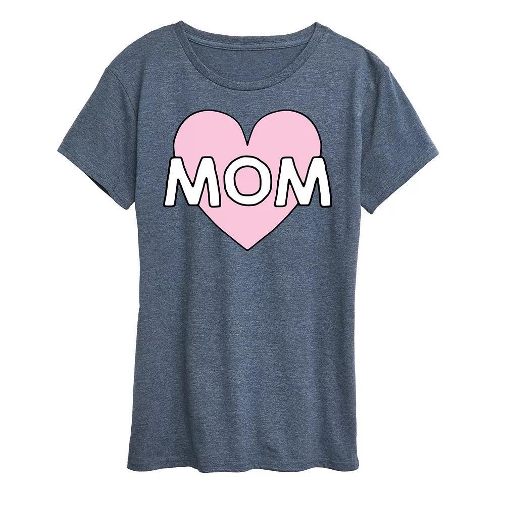 Women's Mom Heart Graphic Tee, Size: Medium, Grey Gray Product Image
