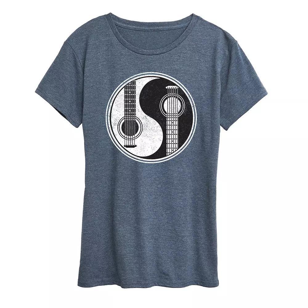 Womens Yin Yang Guitar Graphic Tee Grey Red Product Image