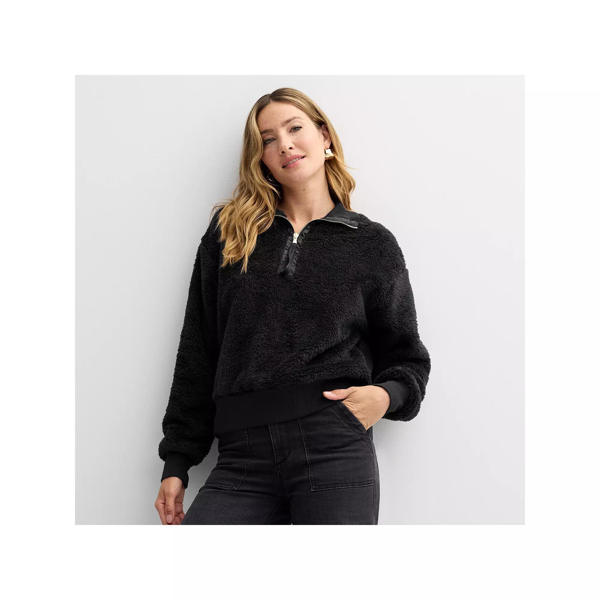 Women's Sonoma Goods For Life® Cozy Quarter Zip Pullover, Size: Large, Black Jam Product Image