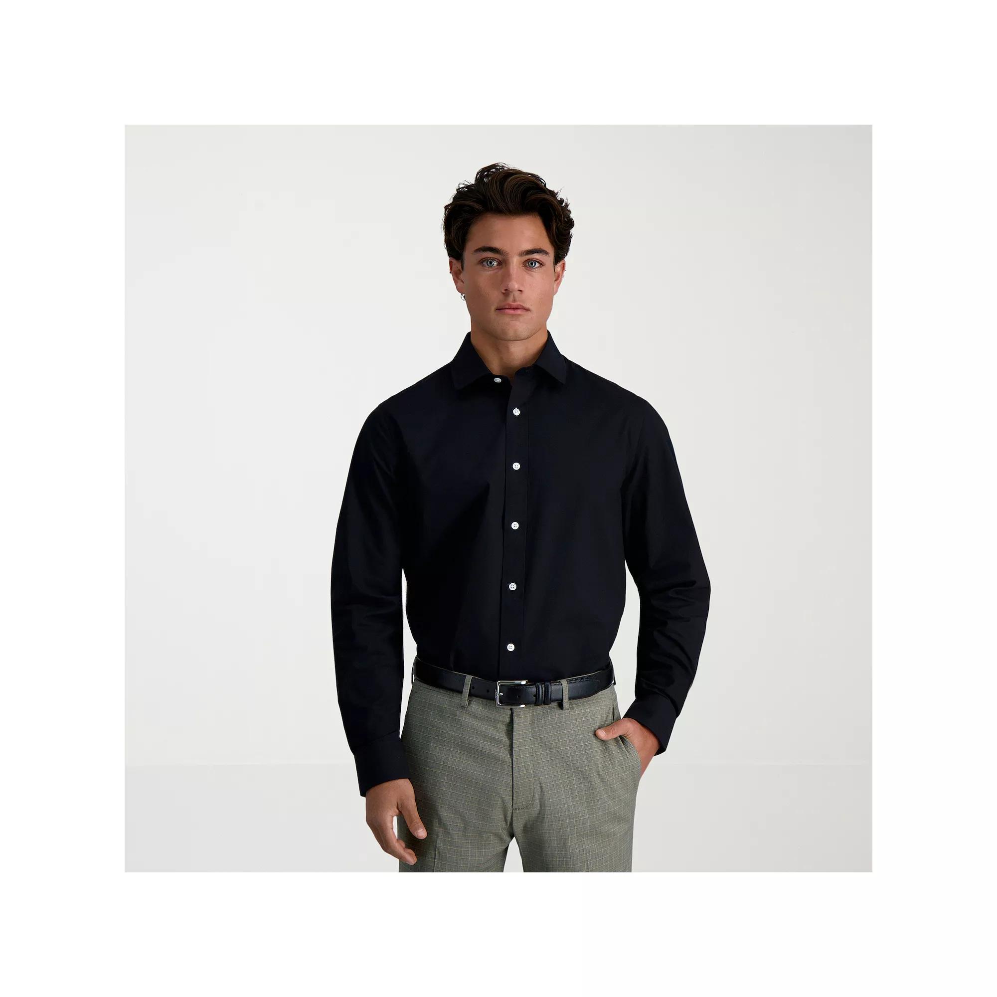 Men's Haggar® Premium Comfort Classic Fit Wrinkle Resistant Dress Shirt, Size: 17.5-34/35, Black Product Image