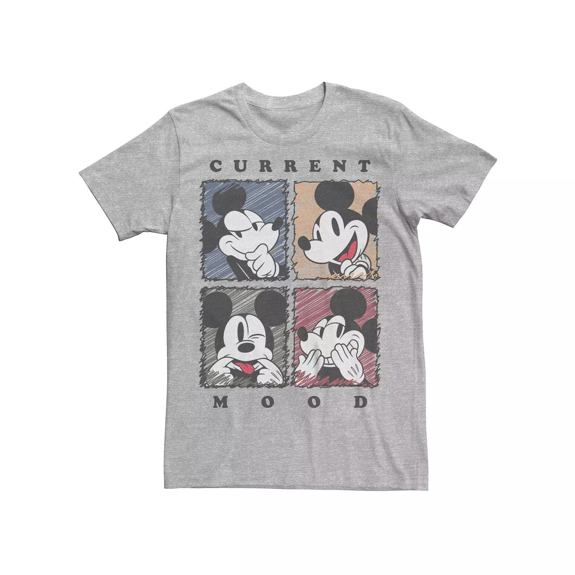 Men's Disney's Mickey Mouse Current Mood Tee, Size: Large, Athletic Grey Product Image