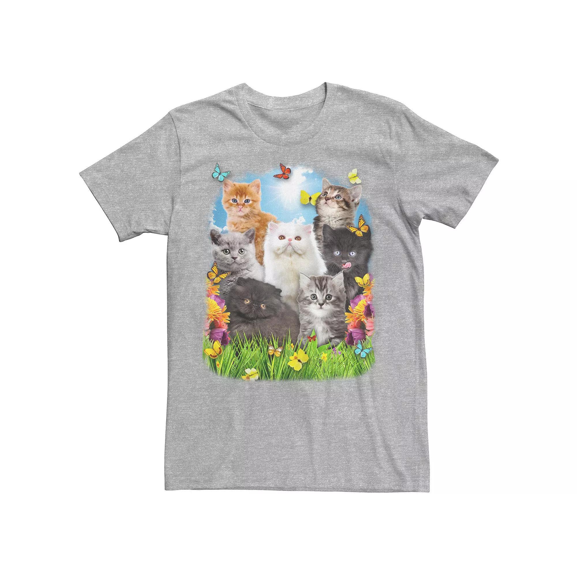 Men's Spring Kitten Garden Collage Tee, Size: Medium, Athletic Grey Product Image