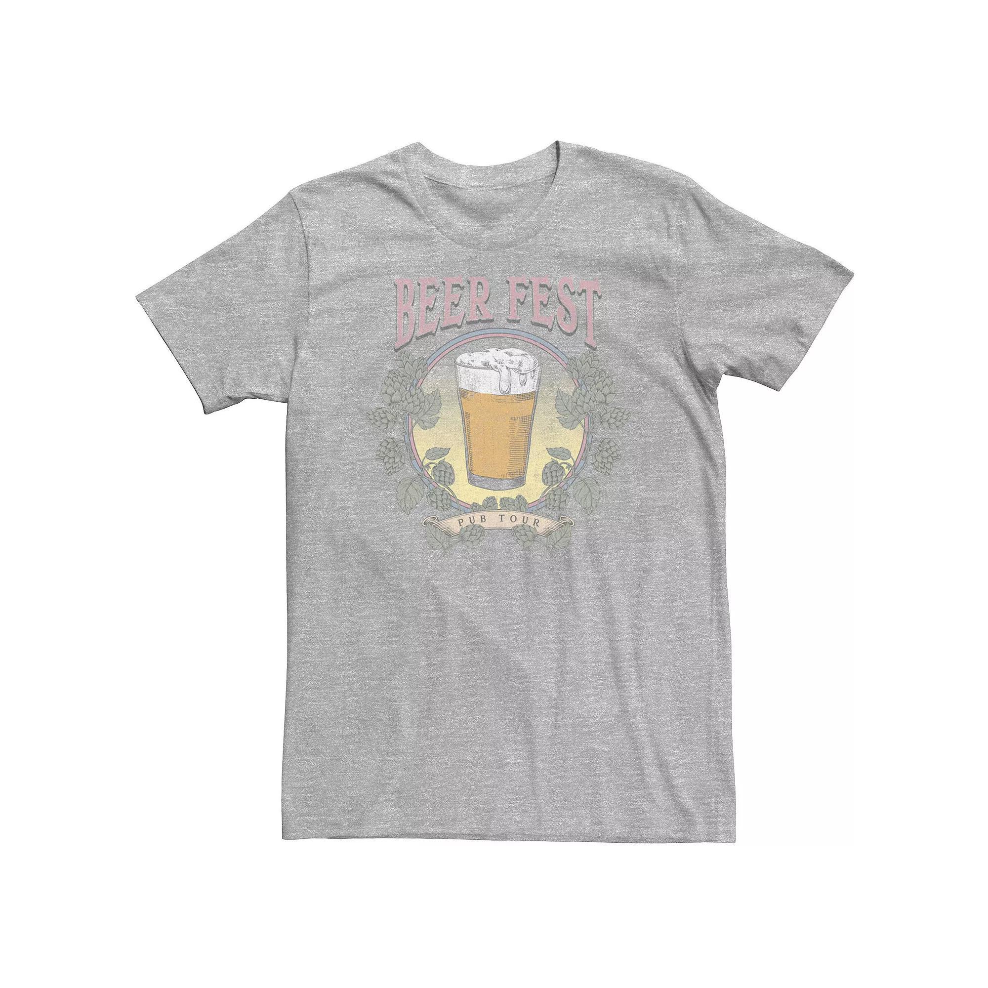 Big & Tall Beer Fest Pub Tour Graphic Tee, Men's, Size: 3XL Tall, Athletic Grey Product Image