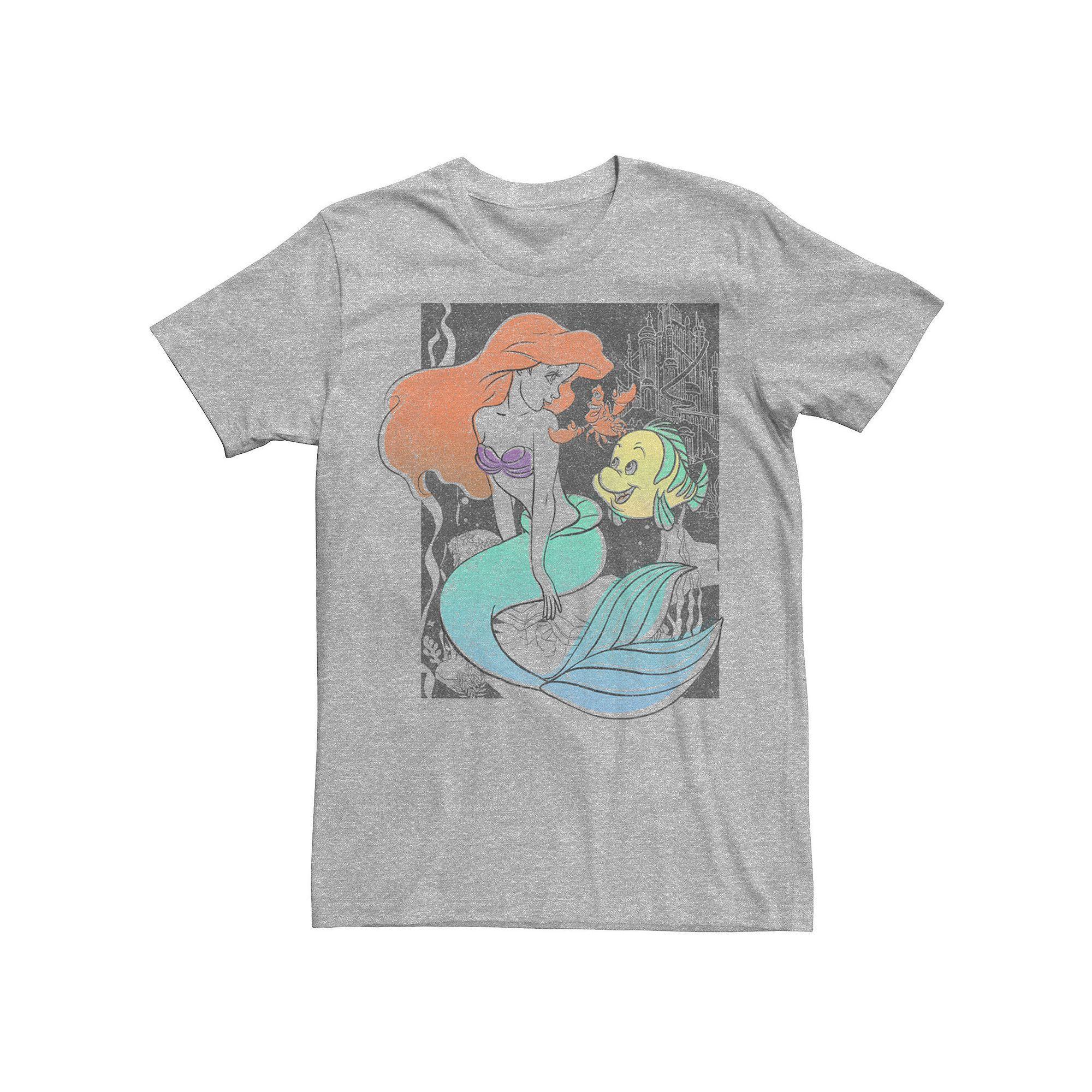Disney's The Little Mermaid Happy Ariel Sebastian Flounder Men's Tee, Size: Large, Athletic Grey Product Image