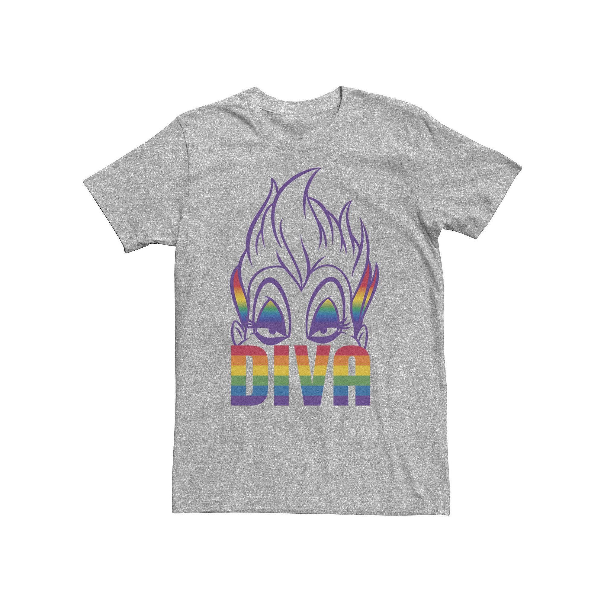 Big & Tall Disney Ursula Diva Big Head Rainbow Fill Portrait Tee, Men's, Size: 4XLT, Athletic Grey Product Image