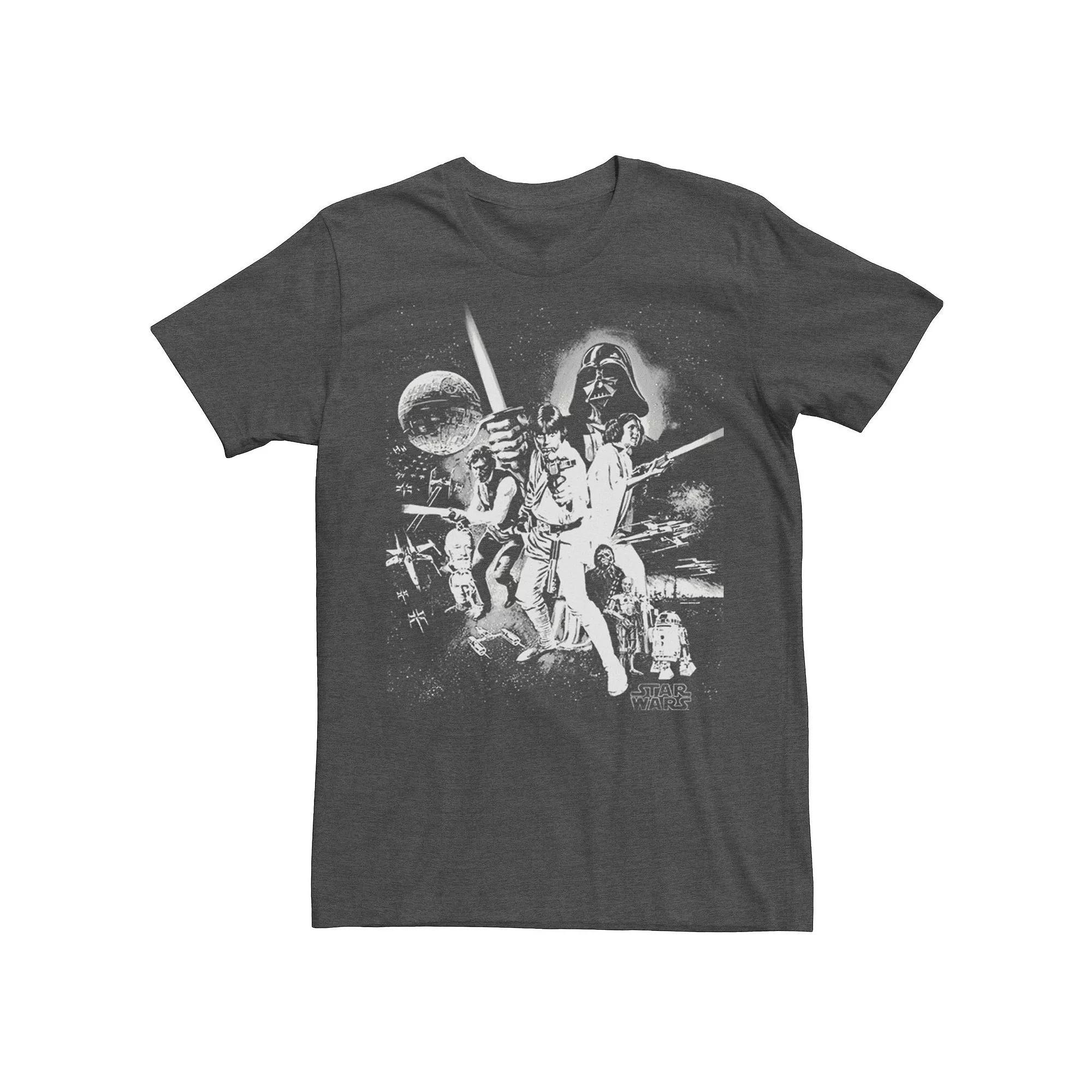 Men's Star Wars Black And White Movie Poster Tee, Size: Small, Grey Heather Product Image