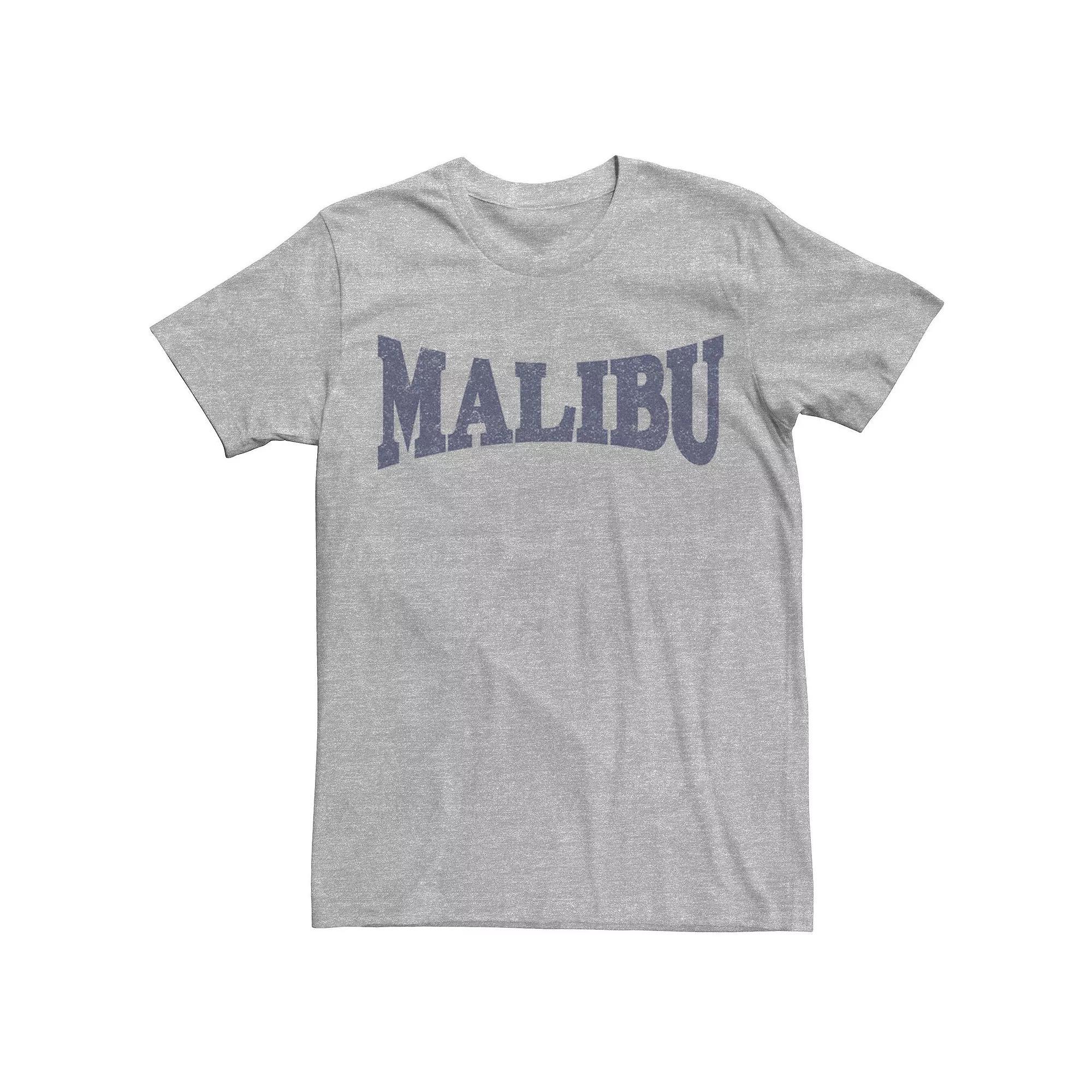 Men's Trendy Malibu Simple Bold Blue Collegiate Text Tee, Size: Medium, Athletic Grey Product Image