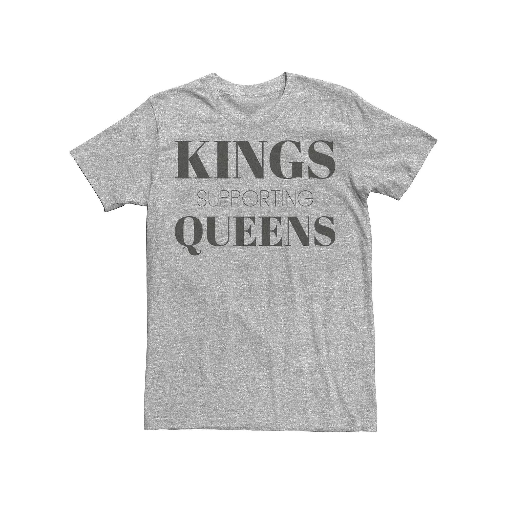 Men's Kings Supporting Queens Text Tee, Size: Small, Athletic Grey Product Image