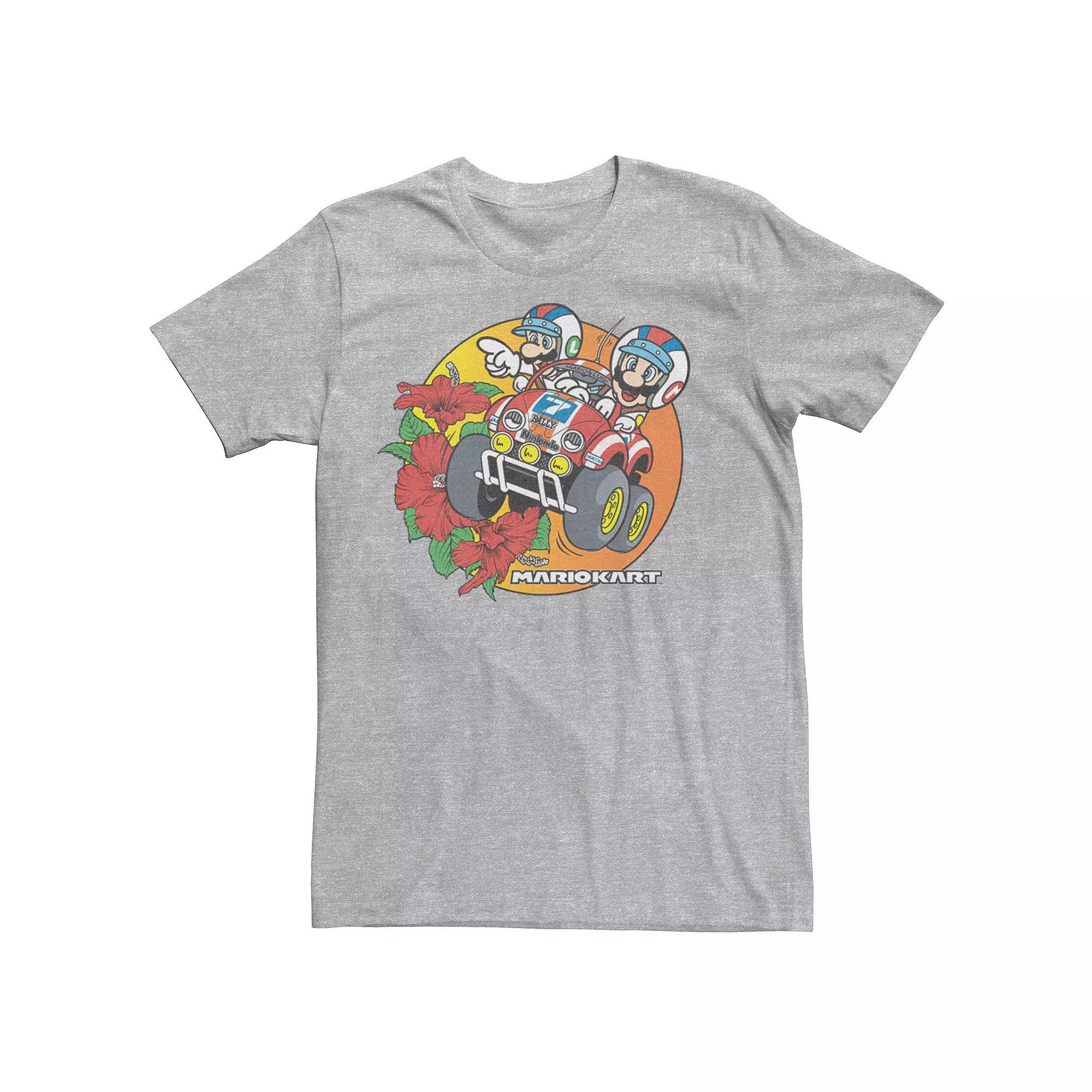 Men's Mario Kart Baja Buds Beach Portrait Tee, Size: Large, Athletic Grey Product Image