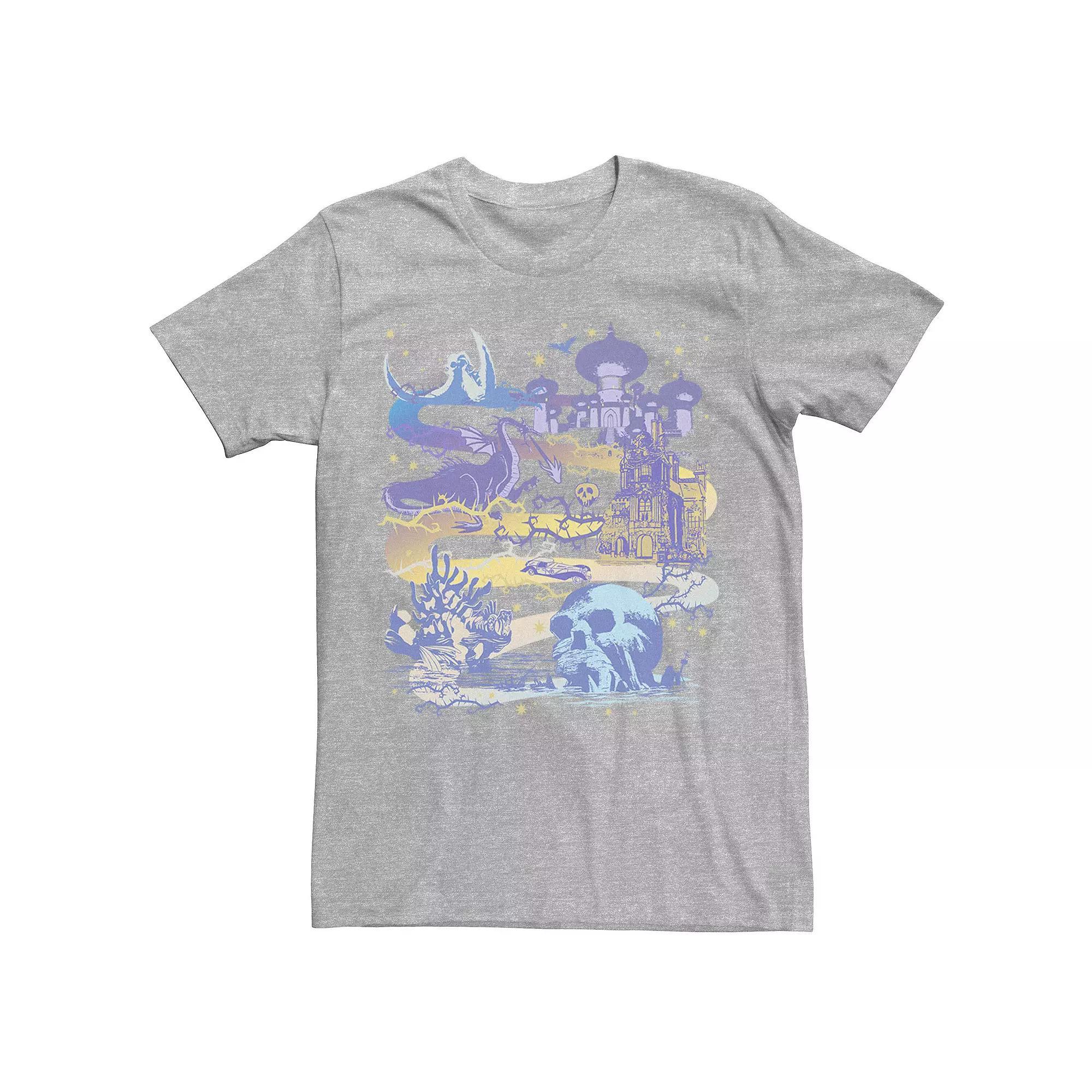 Disney's Villains Men's Map Poster Tee, Size: Large, Athletic Grey Product Image
