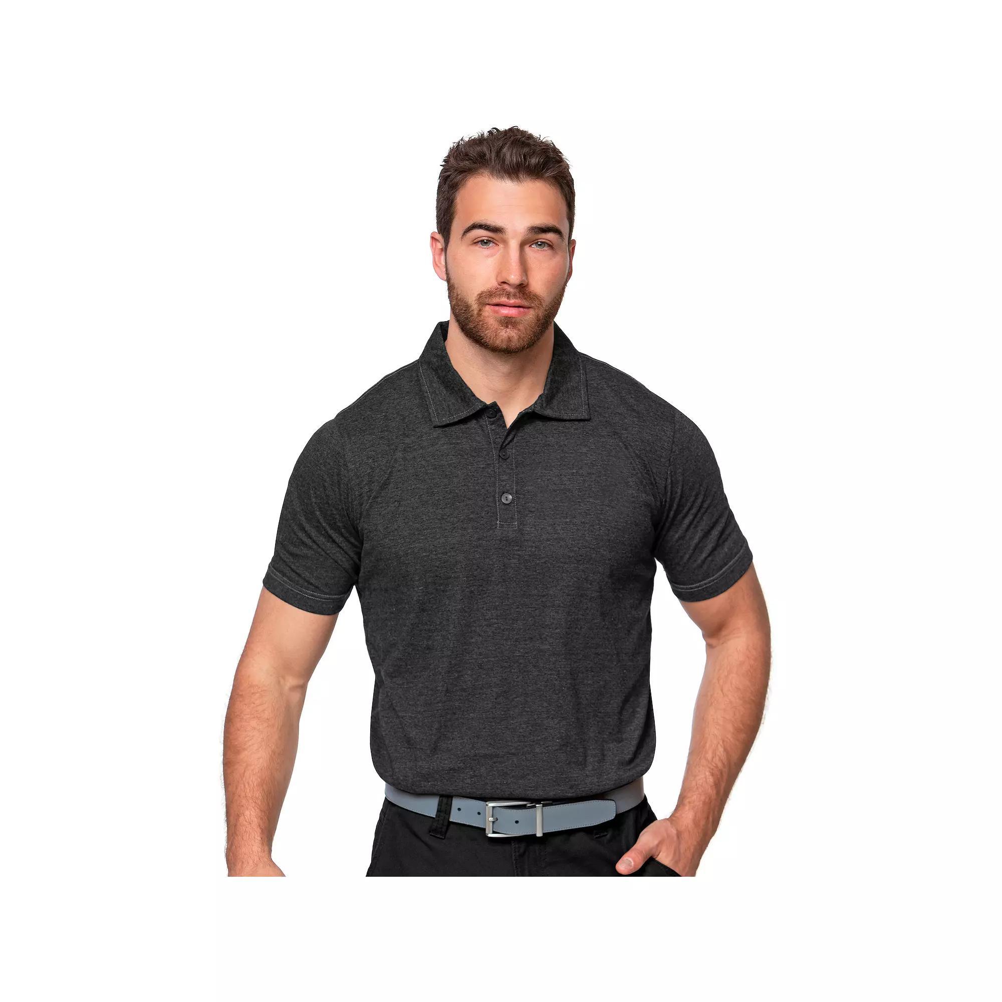 Men's Antigua Peak Polo, Size: Large, Grey Black Product Image