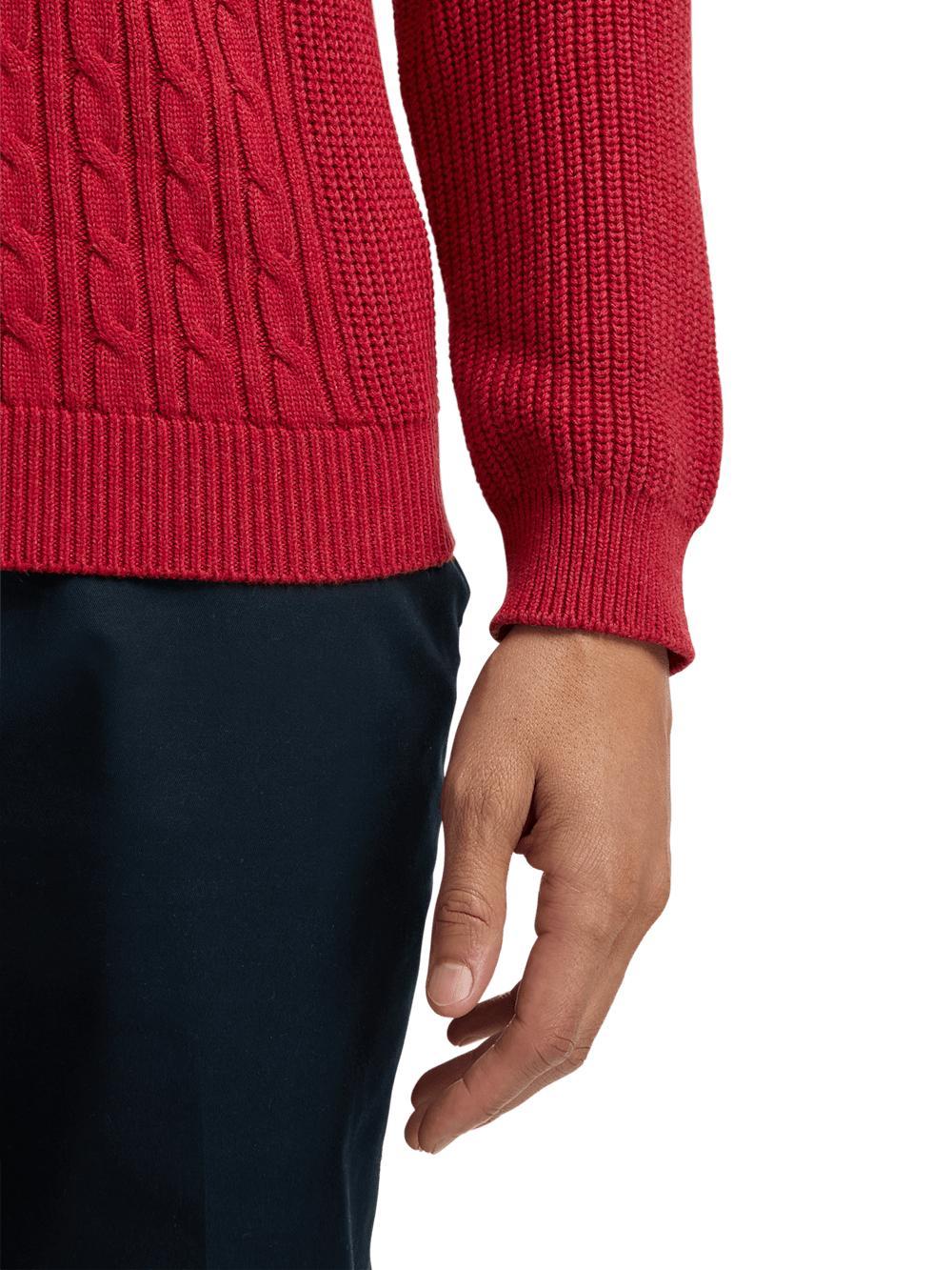 Cotton Cable V-neck Polo - Red Product Image