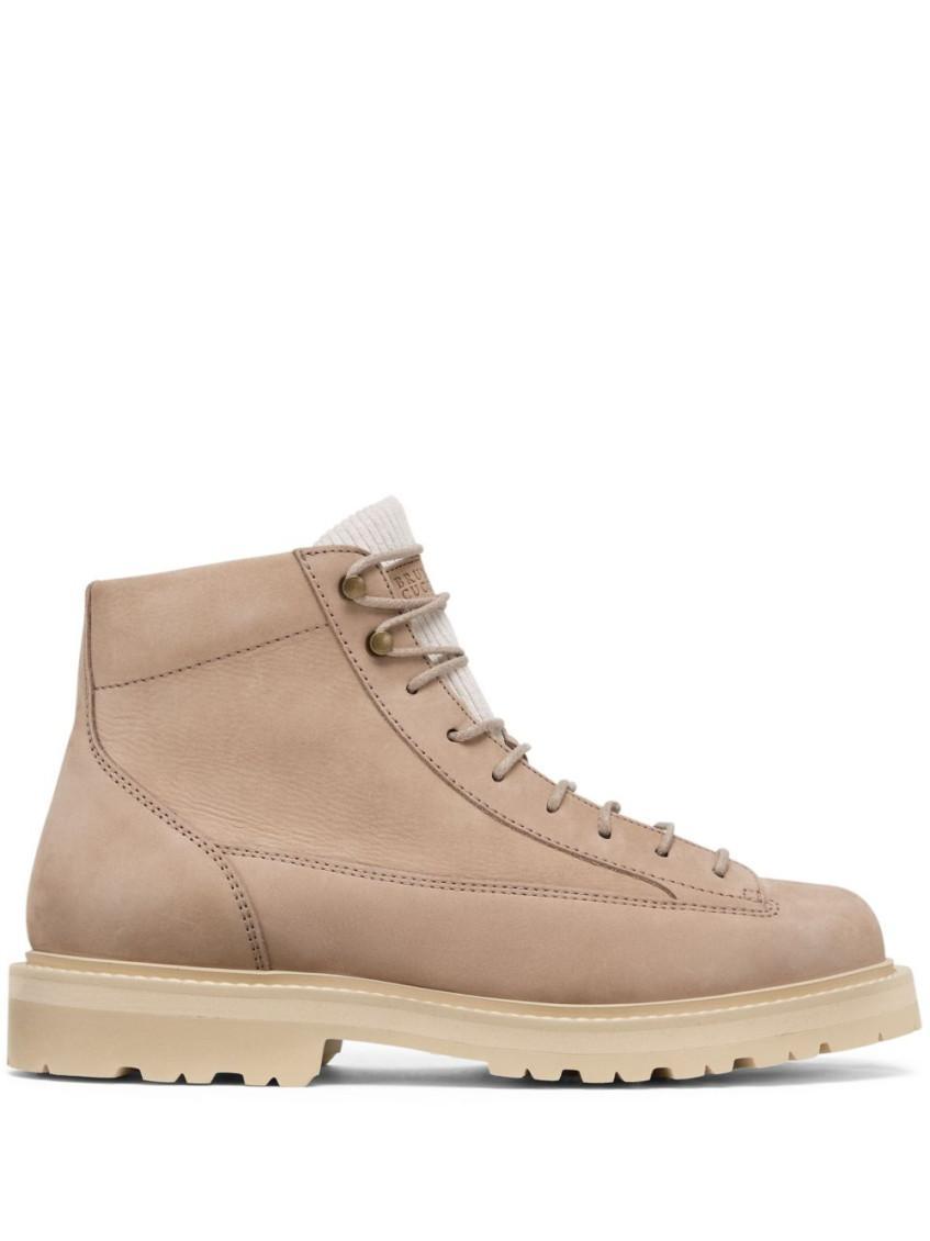 BRUNELLO CUCINELLI Beige Leather Boots Product Image