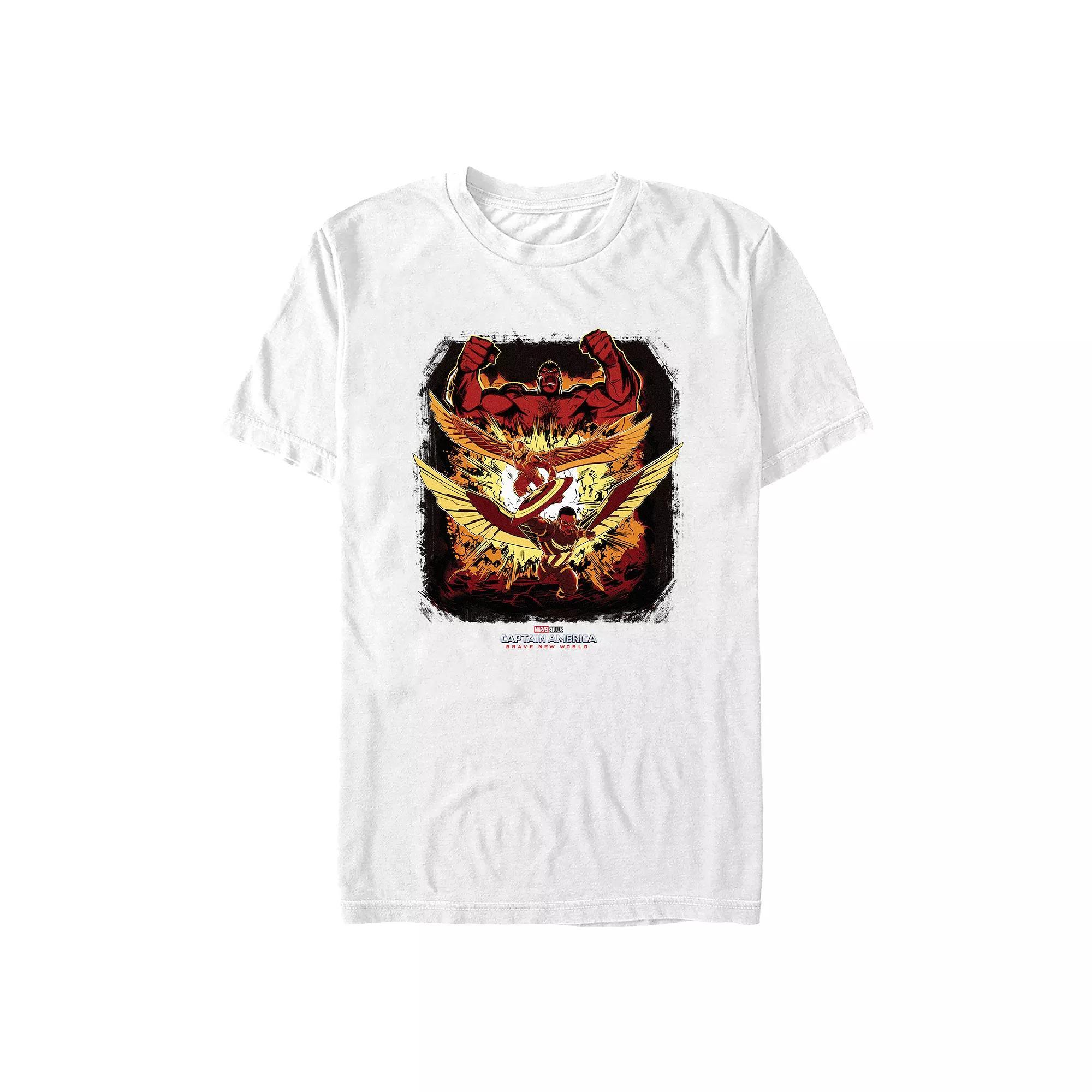 Men's Marvel Captain America Brave New World Explosion Poster Graphic Tee, Size: Small, White Product Image