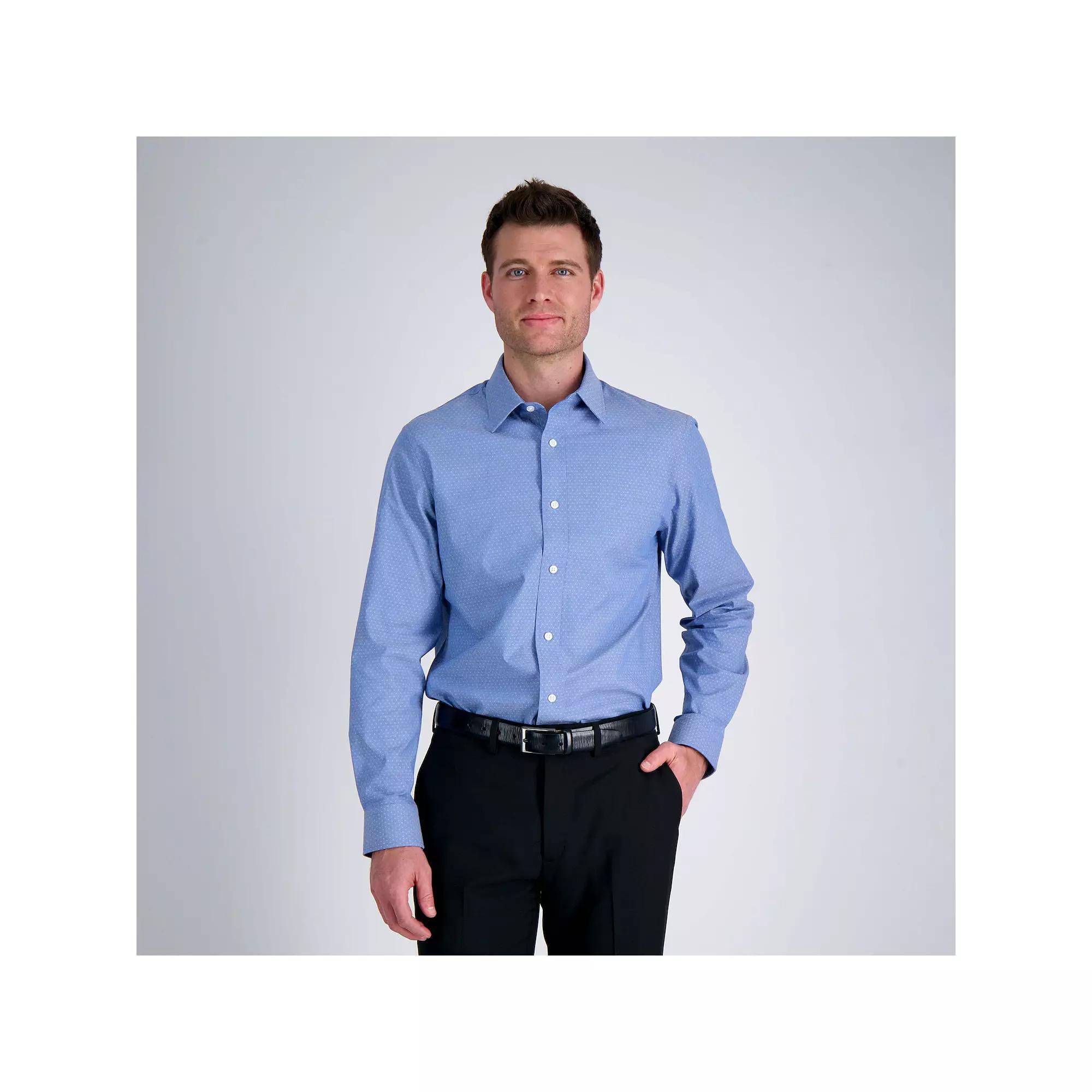 Men's Haggar® Premium Comfort Classic Fit Wrinkle Resistant Dress Shirt, Size: 16.5-32/33, Blue Blue Dobby Product Image