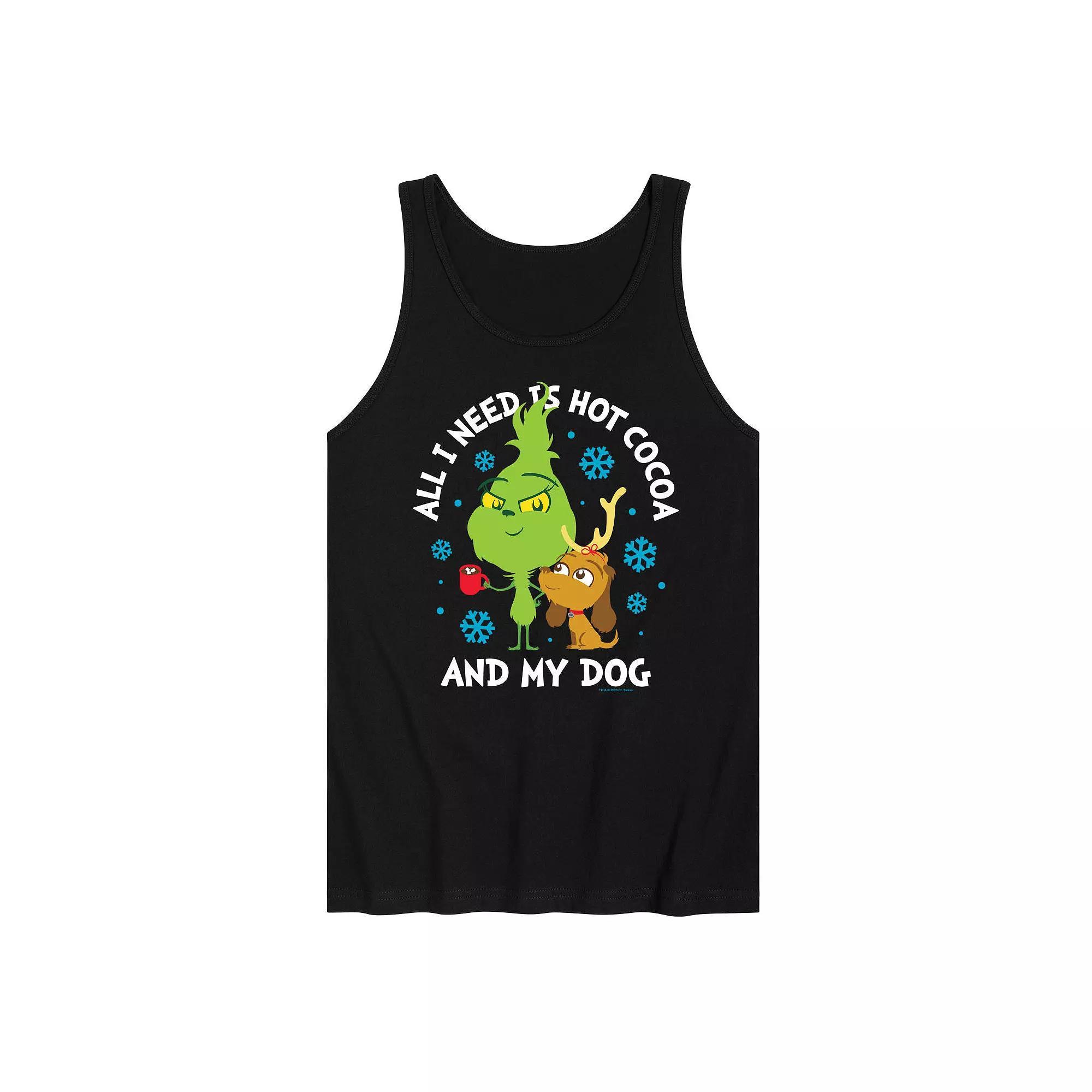Mens Dr. Seuss The Grinch Hot Cocoa And My Dog Graphic Tank Top Product Image