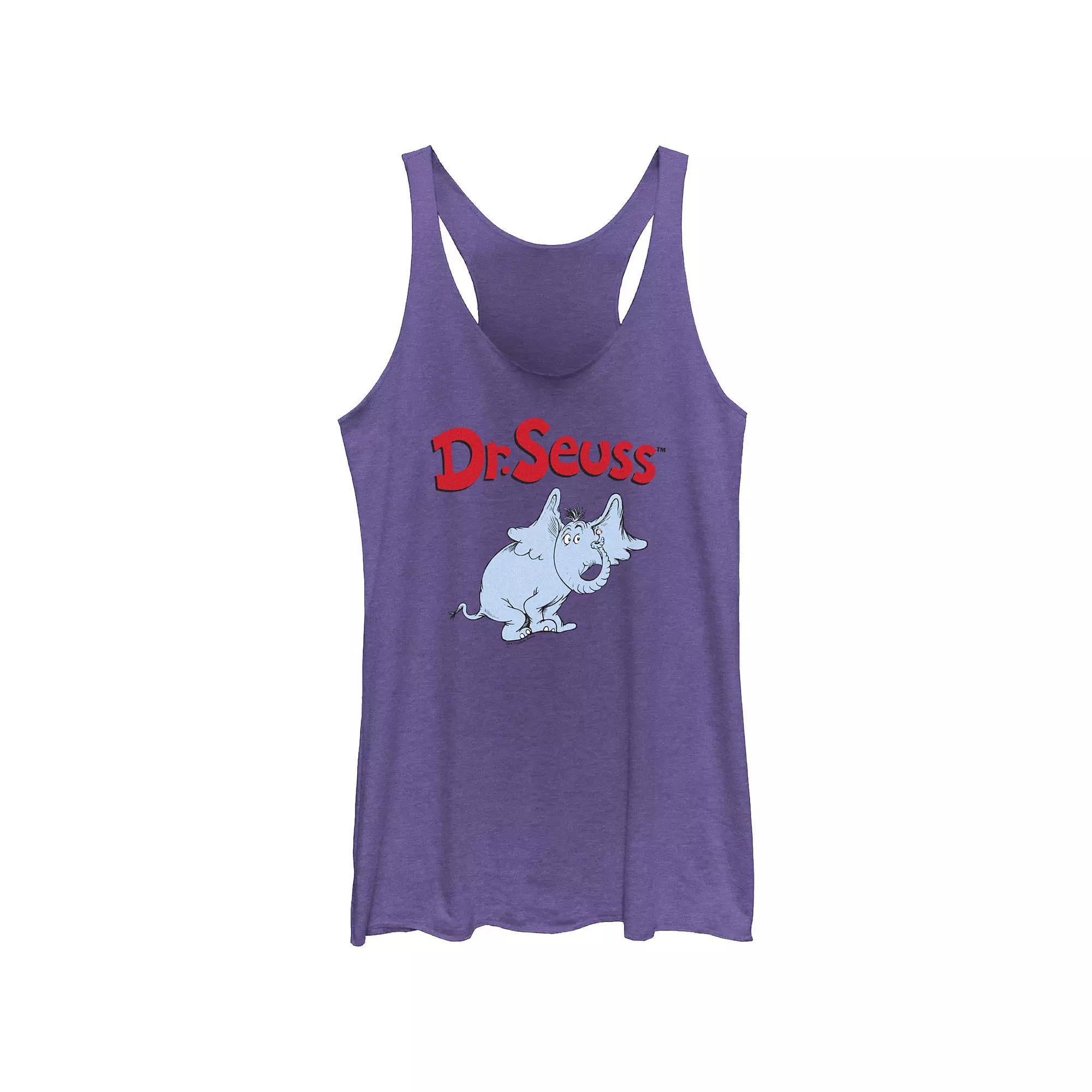 Juniors Dr. Seuss Horton Hears A Who! Pose Racerback Tank Top, Girls Purple Grey Product Image
