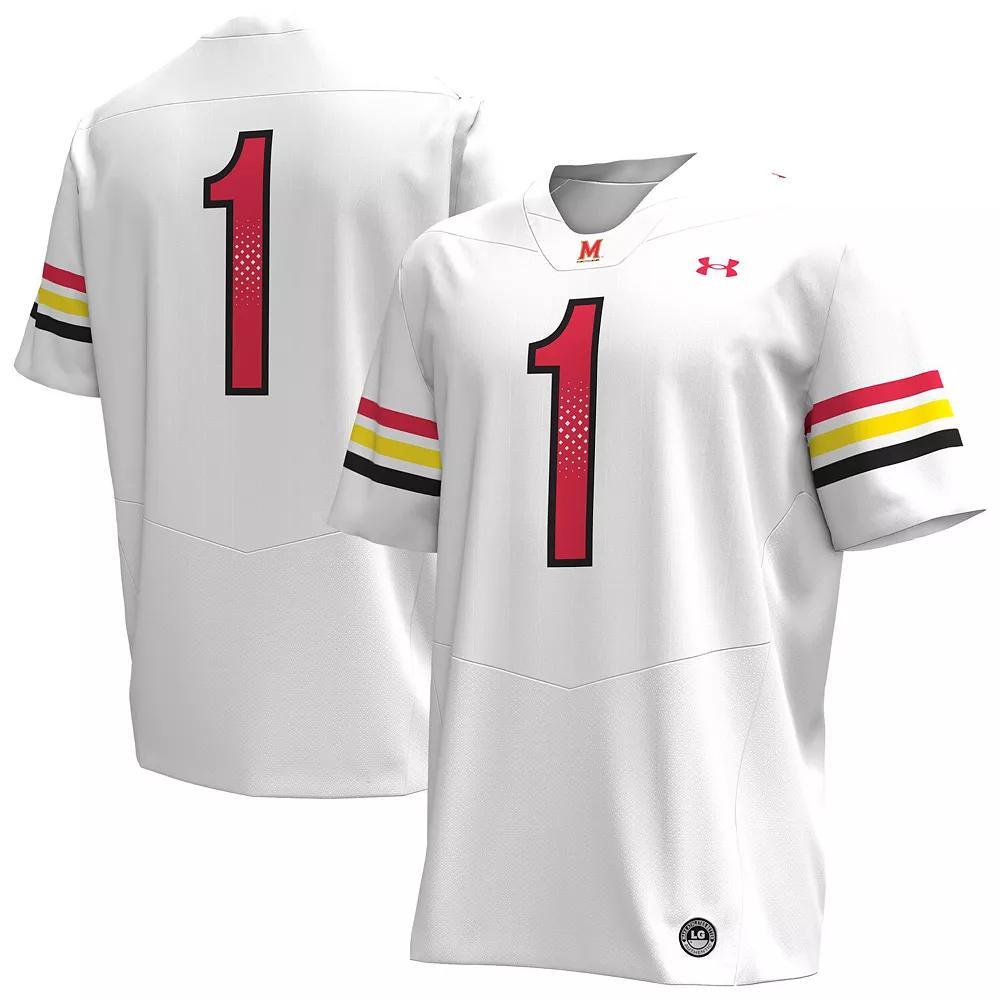 Men's Under Armour #1 White Maryland Terrapins Replica Football Jersey, Size: Medium Product Image