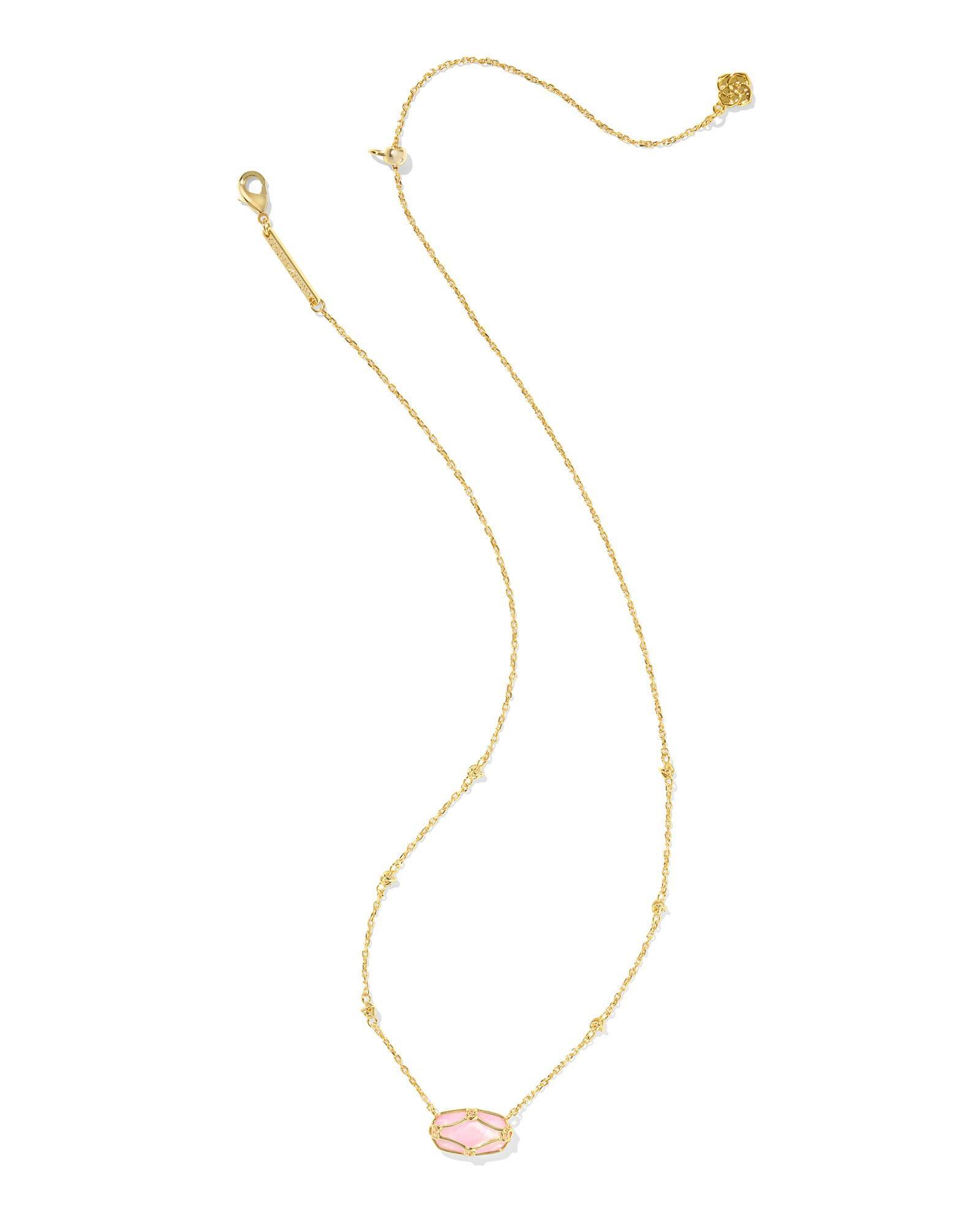 Elisa Lattice Frame Gold Short Pendant Necklace Product Image