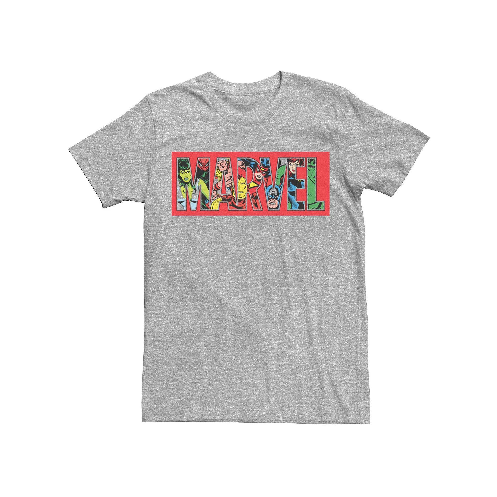 Men's Marvel Logo Character Fill Tee, Size: 3XL, Athletic Grey Product Image