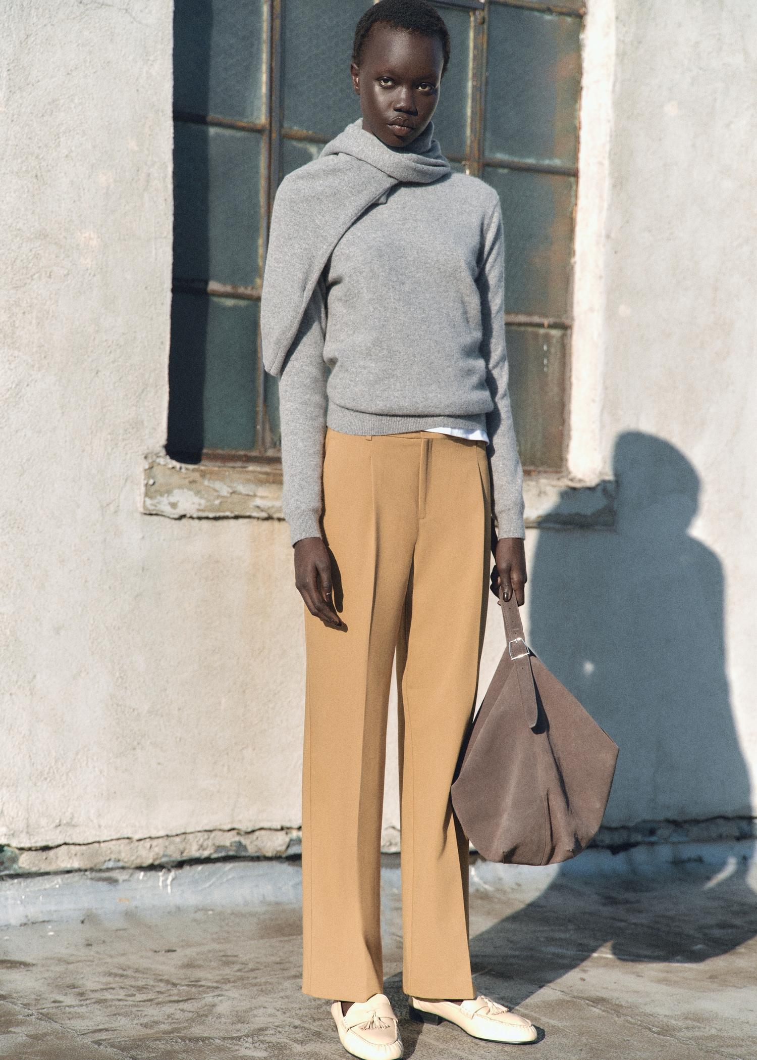Straight-fit pleated pants - Women | MANGO USA Product Image