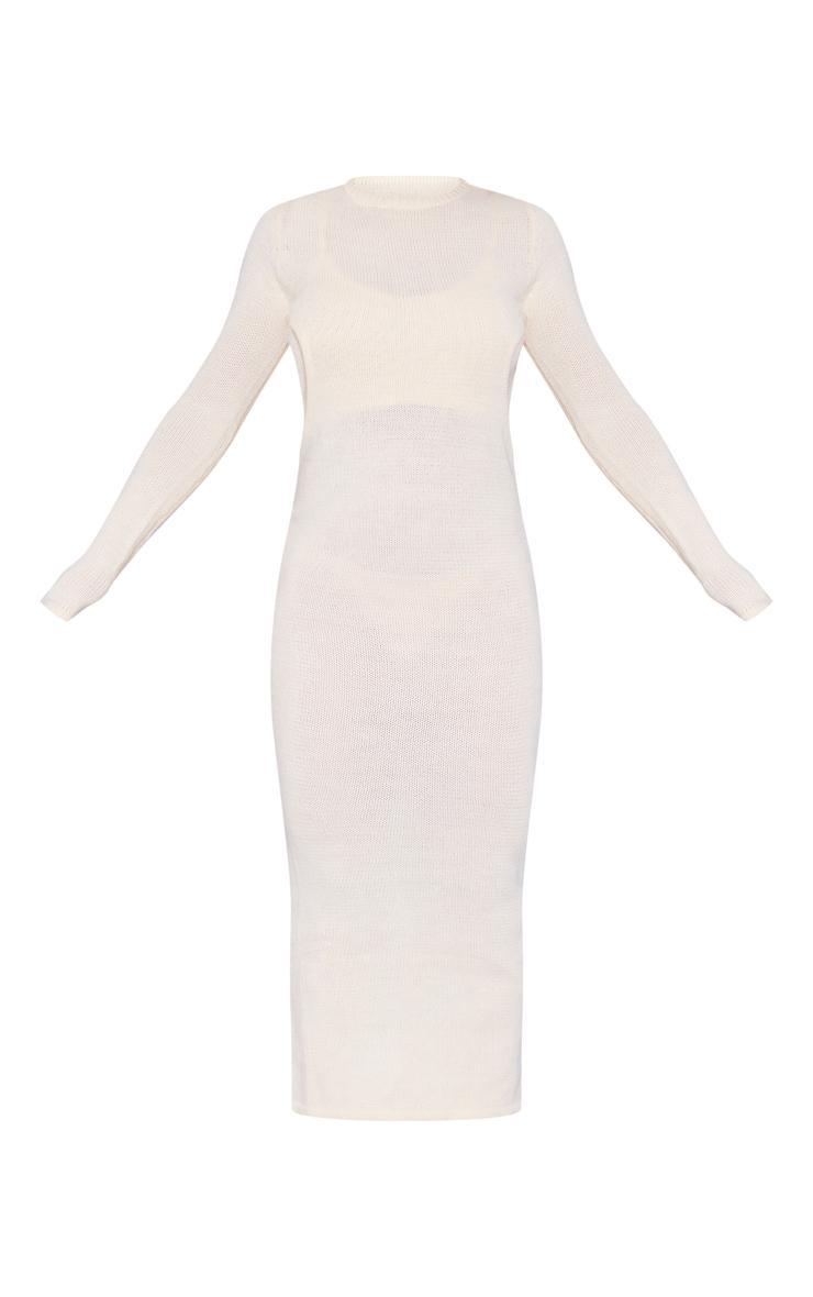 Oatmeal Open Back Contrast Bralet Knit Midaxi Dress Product Image