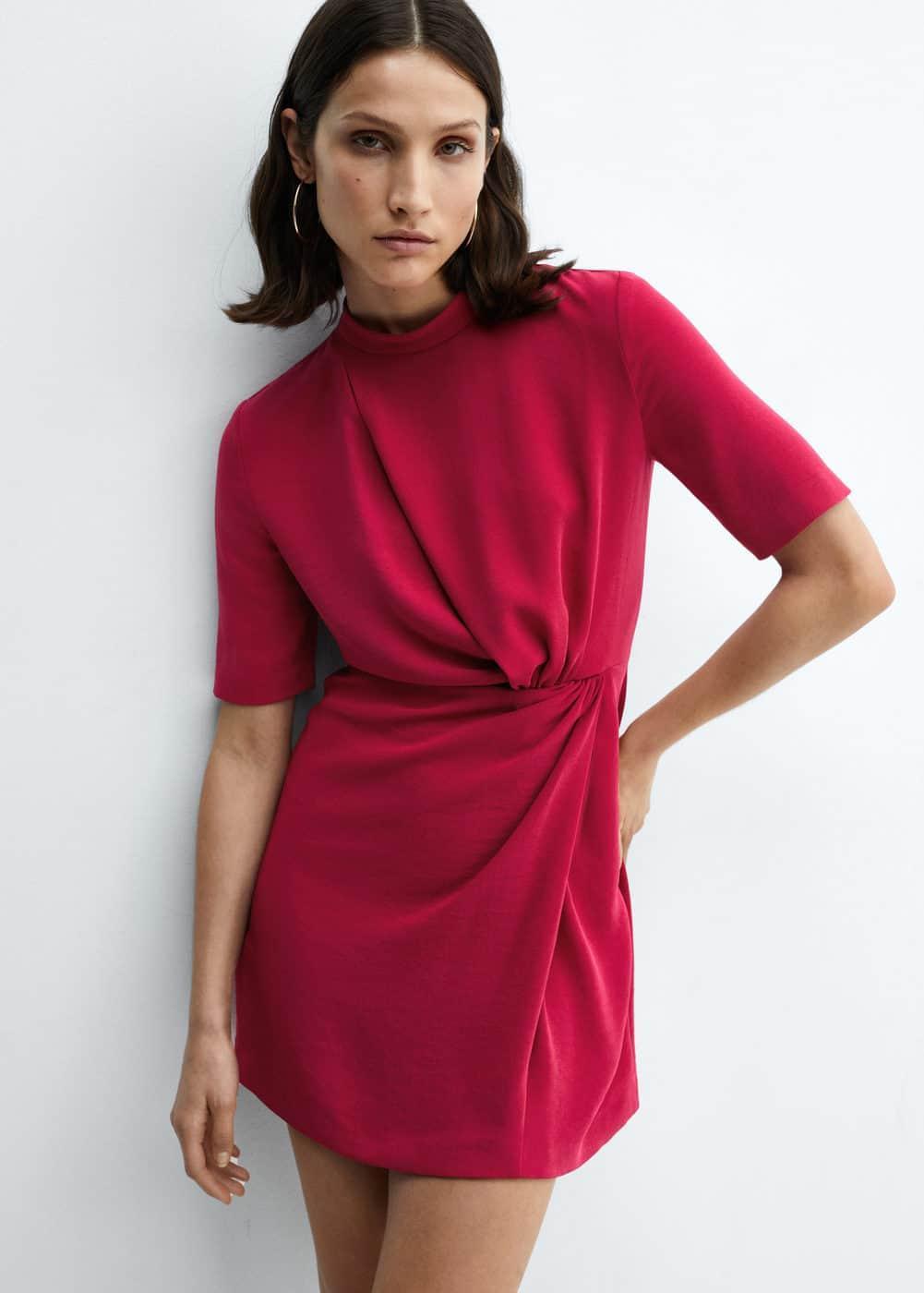 Mango Womens Draped Detail Dress Product Image