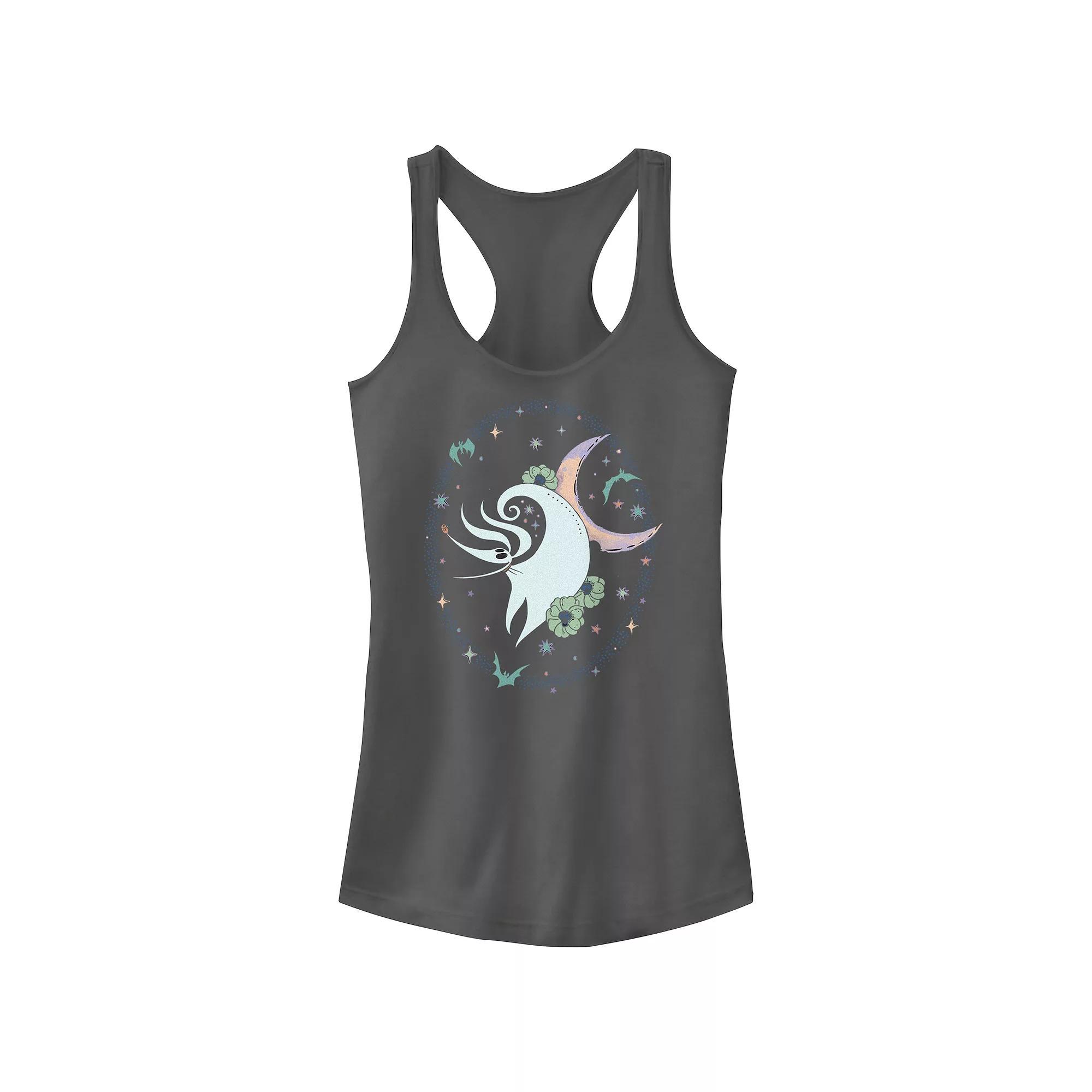 Disney's The Nightmare Before Christmas Zero Stars And Flowers Juniors' Racerback Tank Top, Girl's, Size: Medium, Grey Product Image