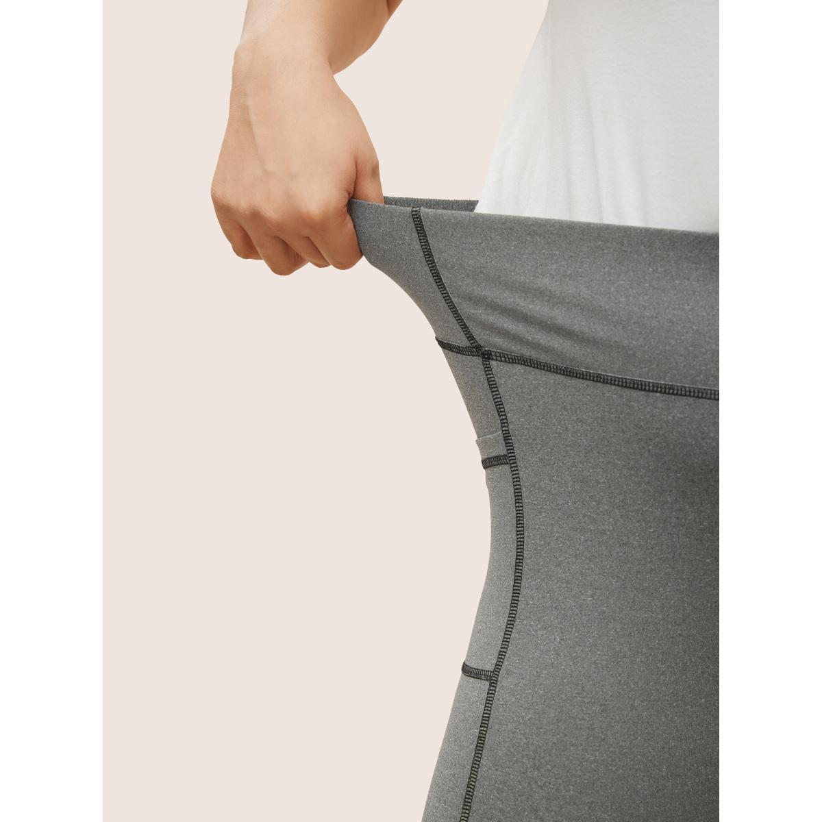 Plus Size Contrast Trim Side Pocket High Rise Leggings Women Gray Casual High stretch High Rise Everyday Leggings BloomChic 14-16/1X Product Image