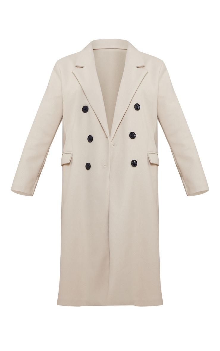 Stone Double Breasted Wool Look Overcoat Product Image