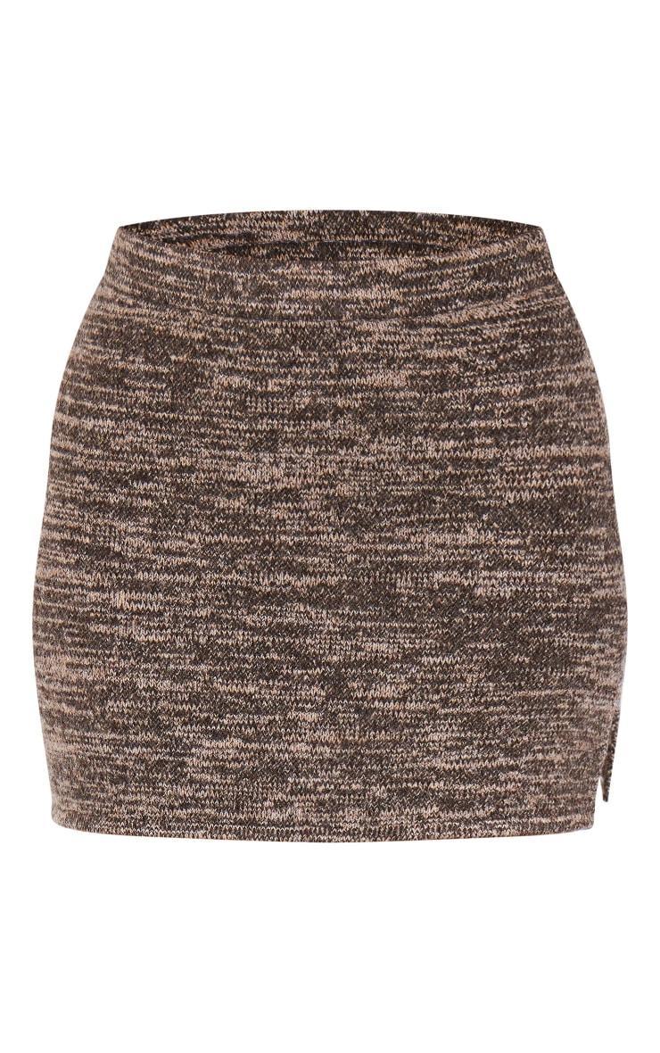 Tall Brown Knitted Mini Skirt Product Image