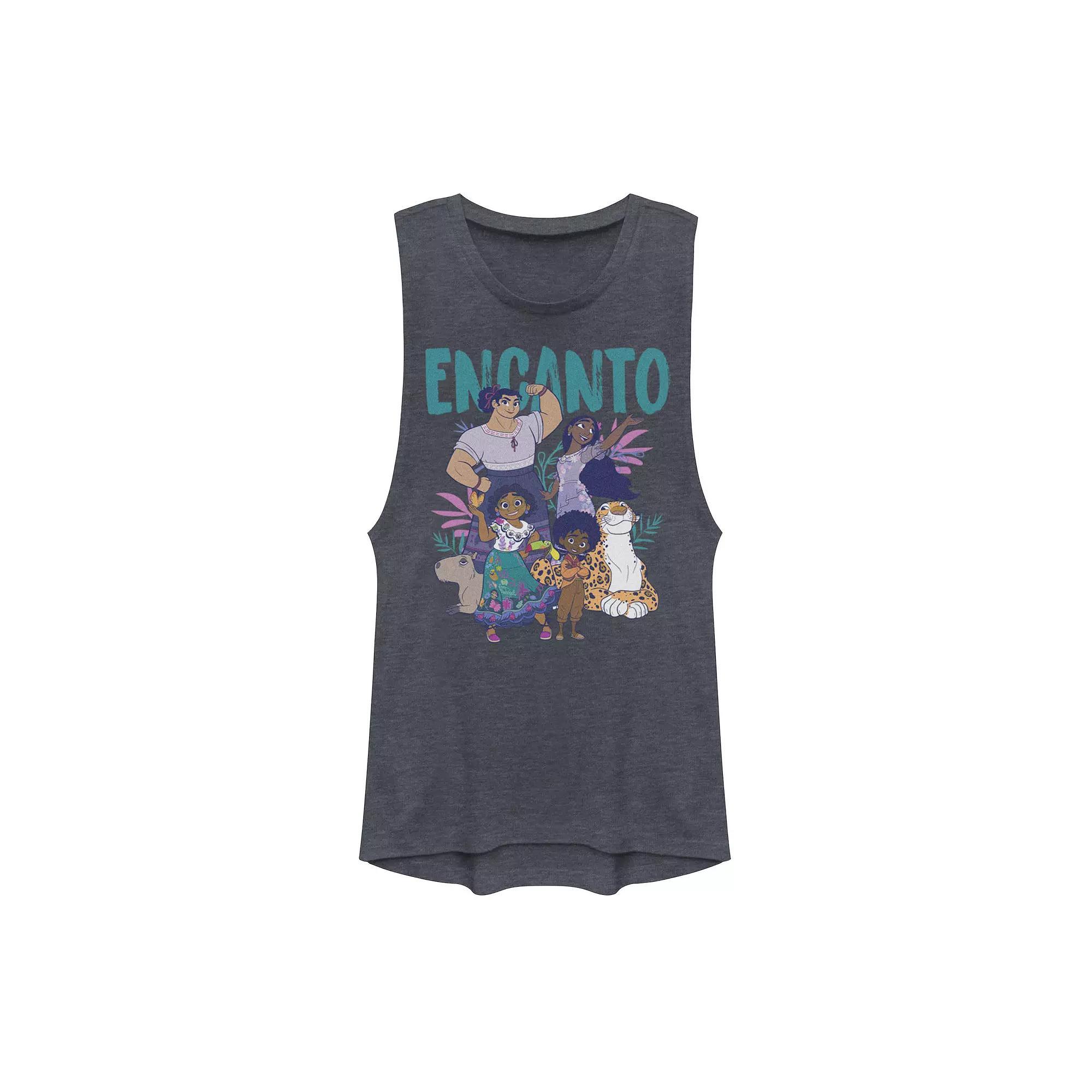 Disney's Encanto Together Group Shot Muscle Tank Top, Girl's, Size: Small, Denim Grey Product Image