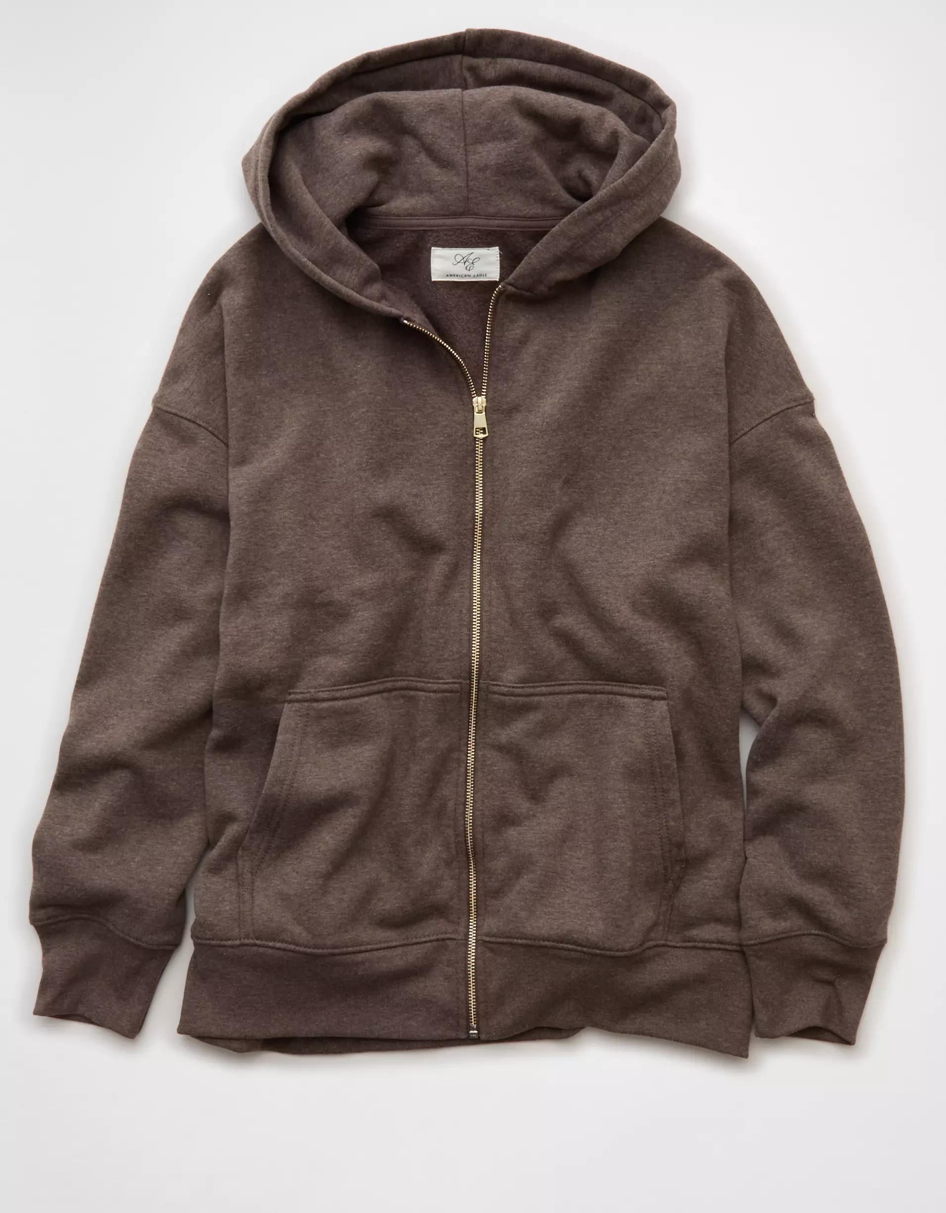 AE Everyday Luxe Oversized Zip-Up Hoodie Product Image