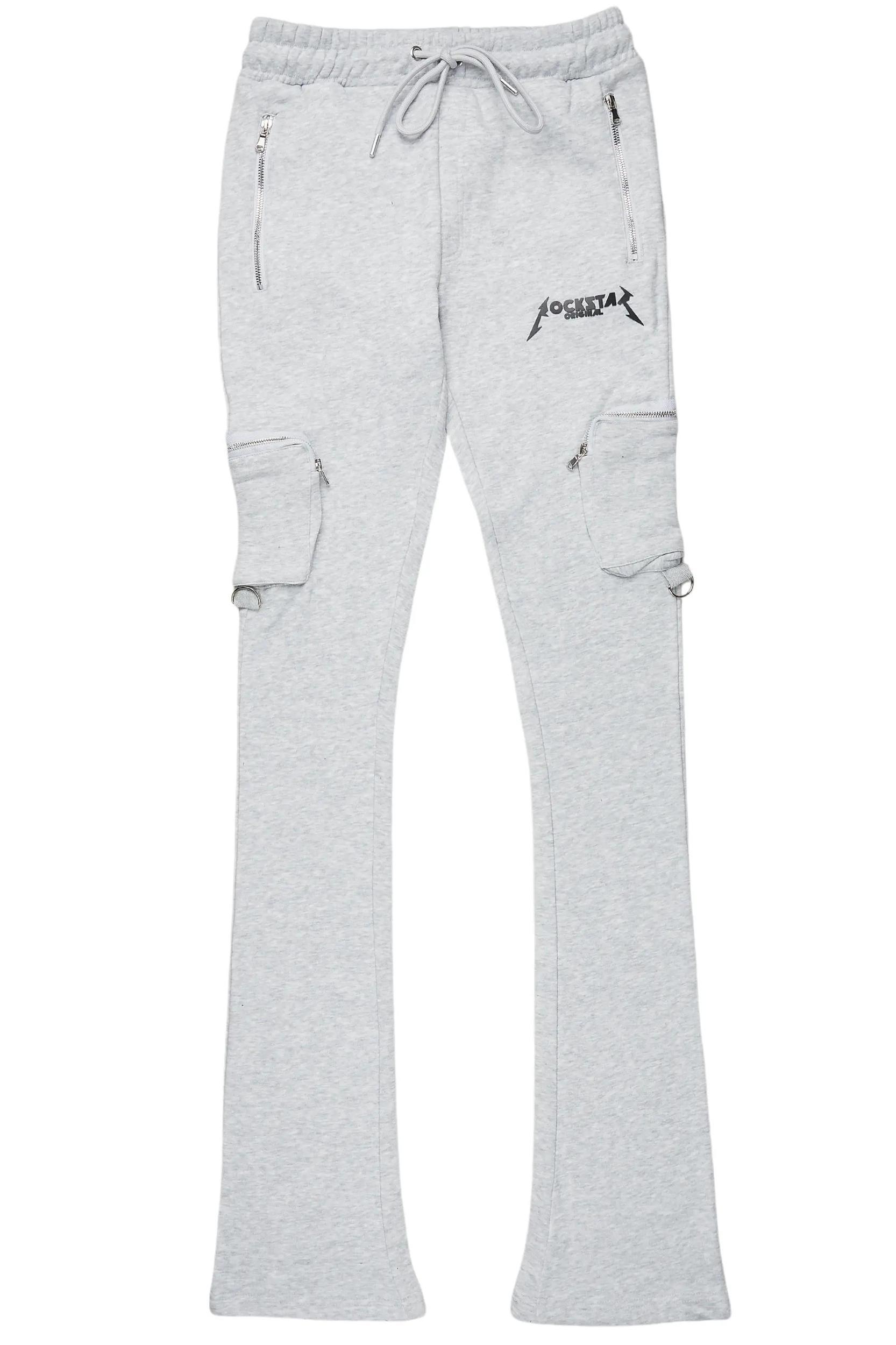Colin Heather Grey Stacked Flare Trackpant Male Product Image