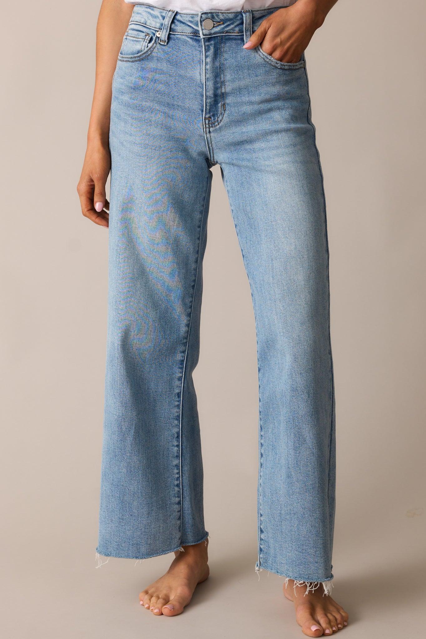 Already On It Light Wash Wide Leg Jeans Product Image