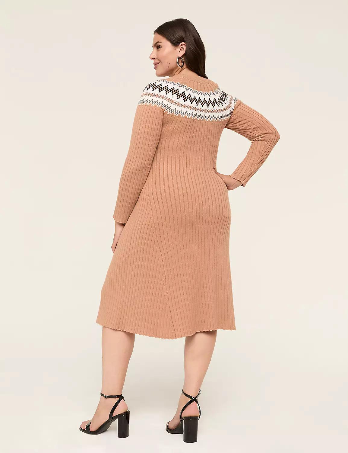 Rib Fair Isle Sweater Dress Product Image