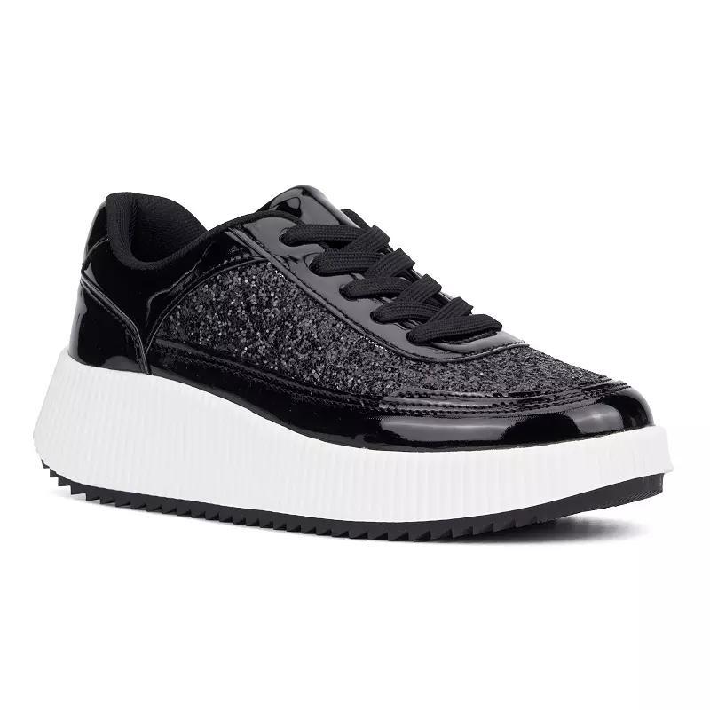 New York & Company® Tana Women's Low Top Sneakers, Size: 6, Black Glitter Product Image