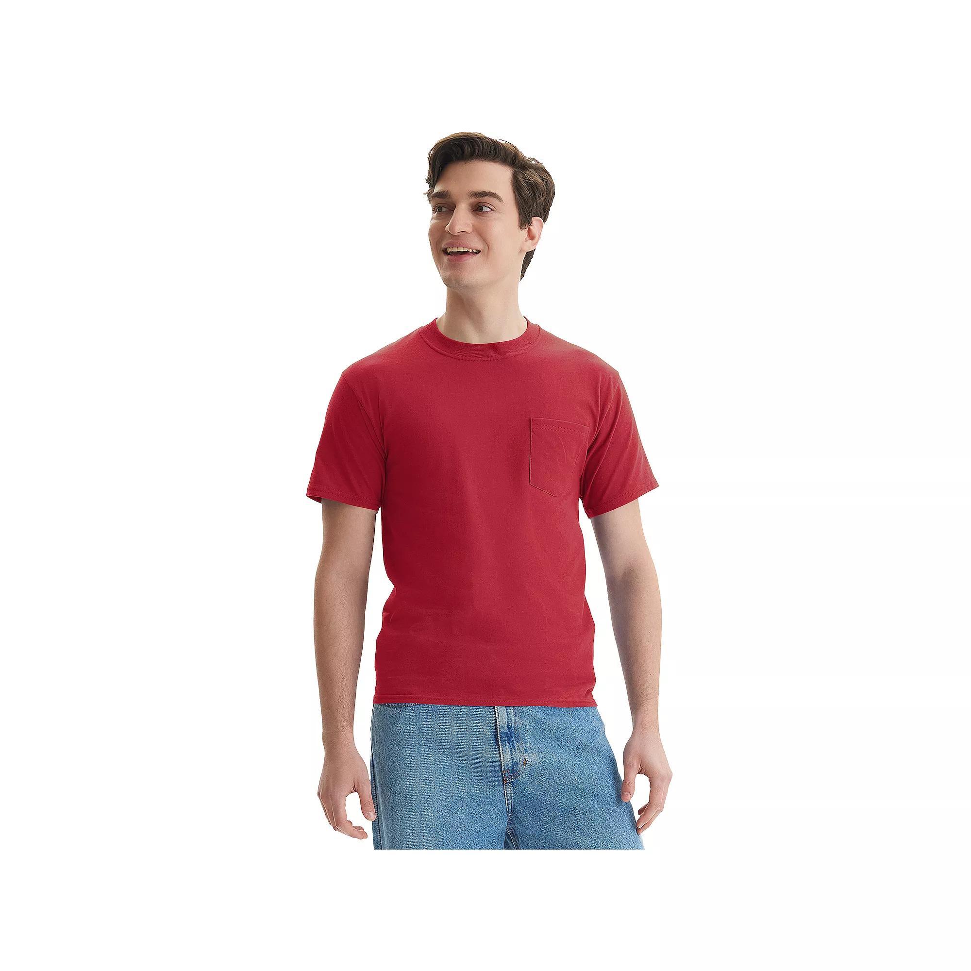 Men's Hanes® Beefy-T 2-Pack Pocket T-Shirt, Size: XL, Blue Product Image