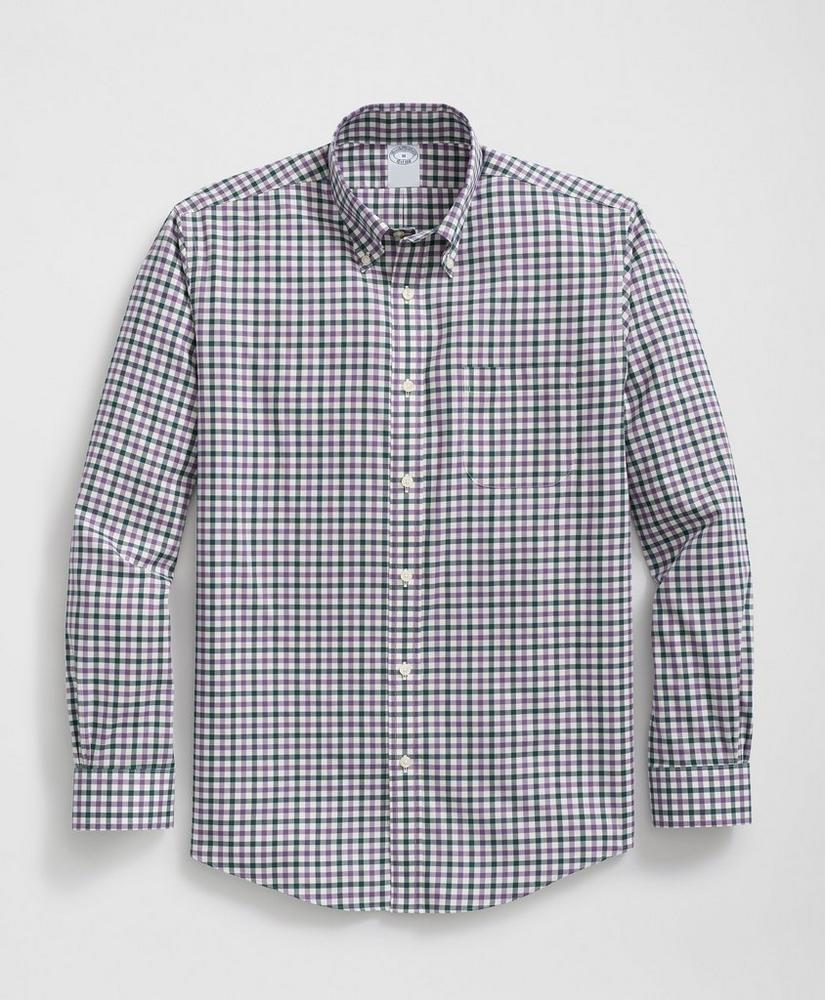 Stretch Supima® Cotton Non-Iron Twill Polo Button Down Collar Checked Shirt Product Image