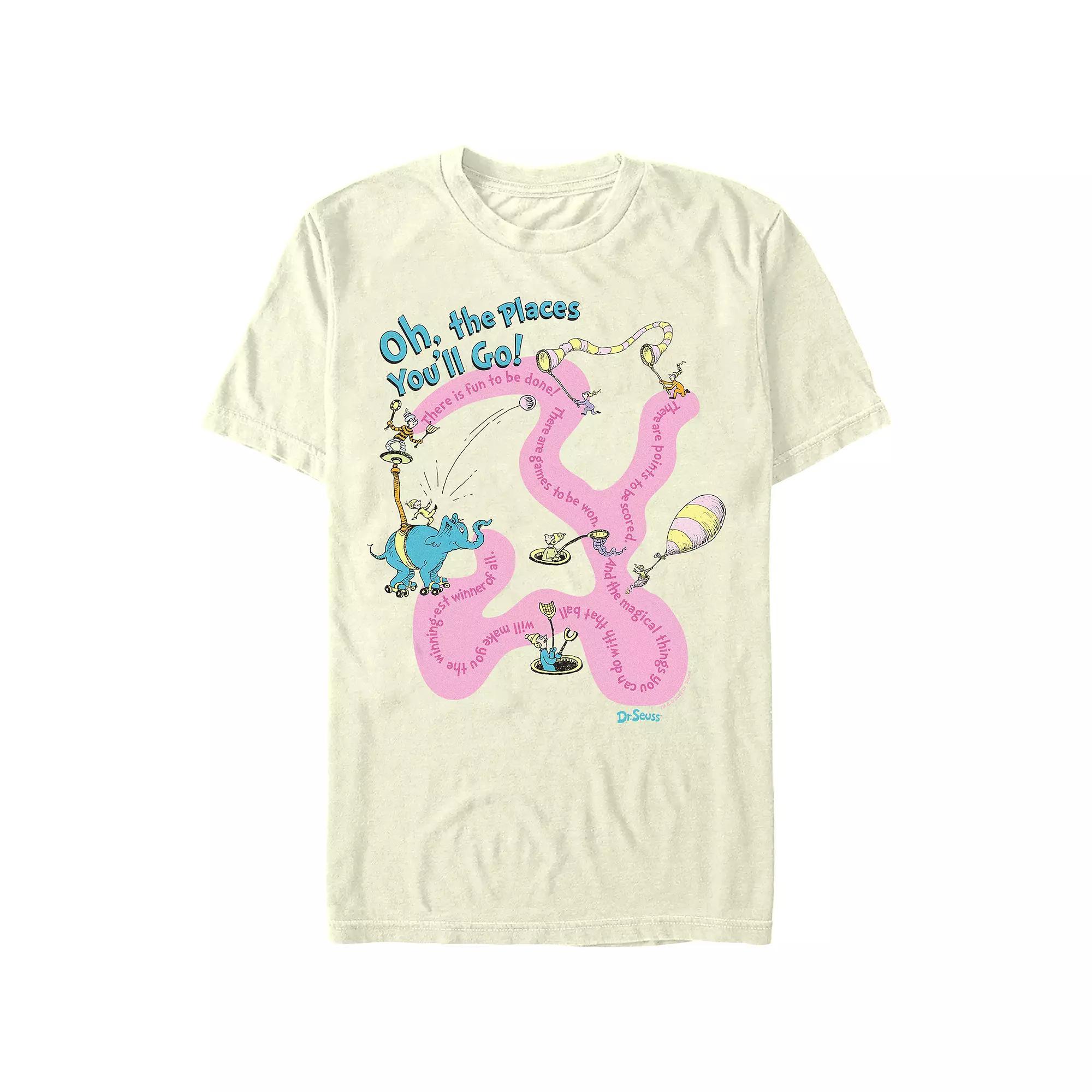 Men's Dr. Seuss Oh The Places You'll Go Poster Graphic Tee, Size: Medium, Natural Product Image